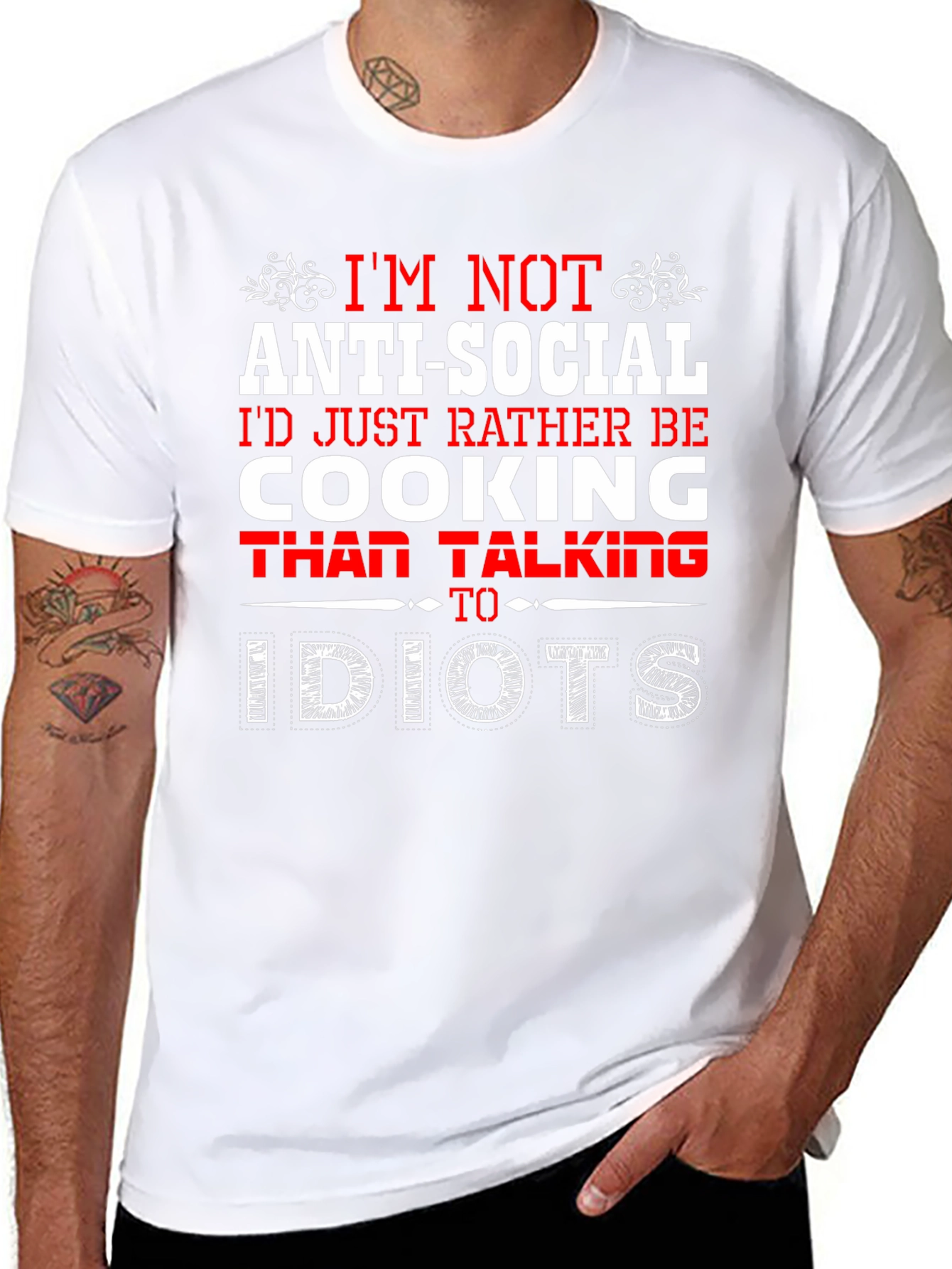 Black Anti-Social Chef Humor Graphic T-Shirt view 8