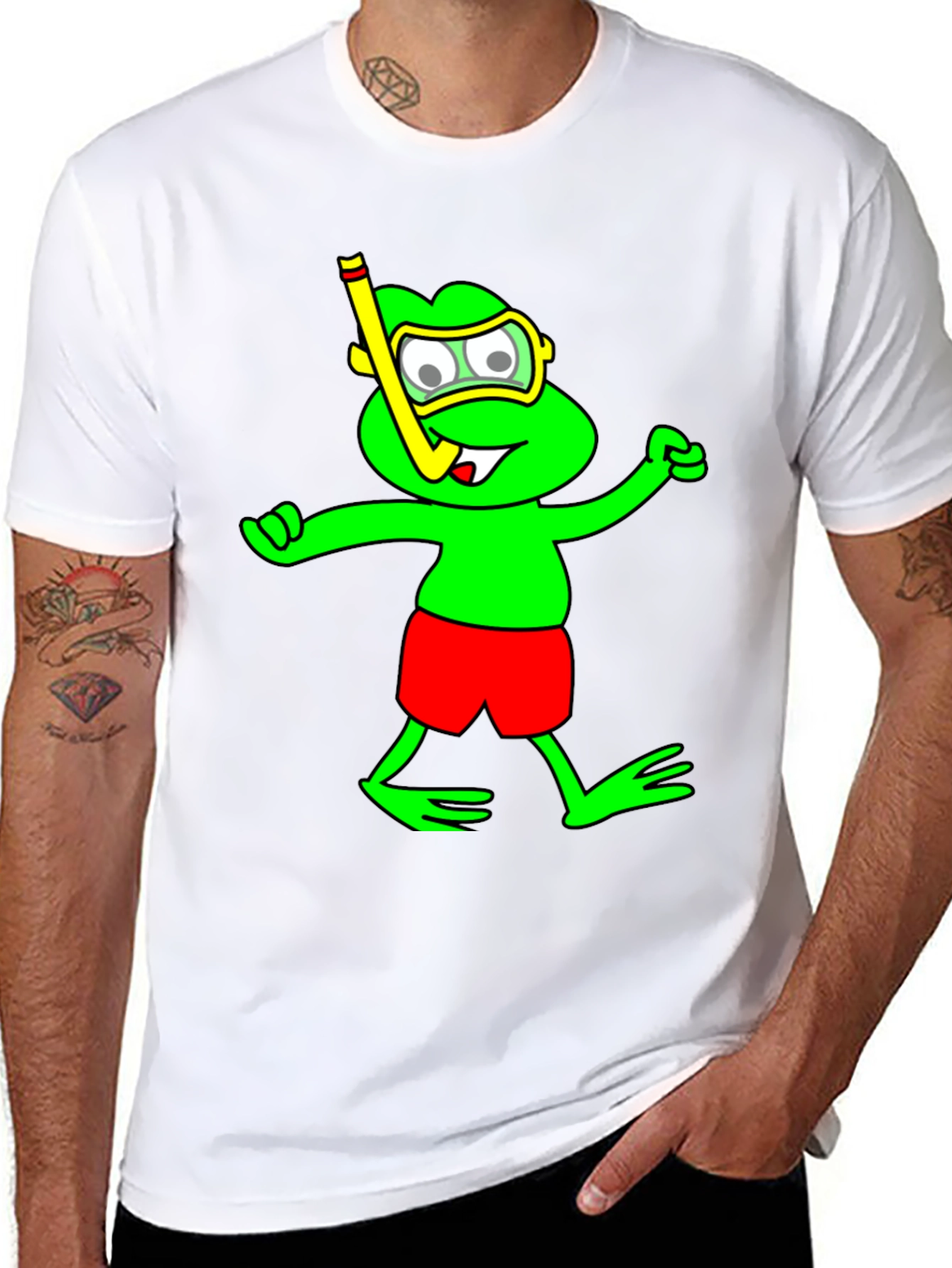 Black Frog Snorkel T-Shirt - Funny Summer Tee view 8