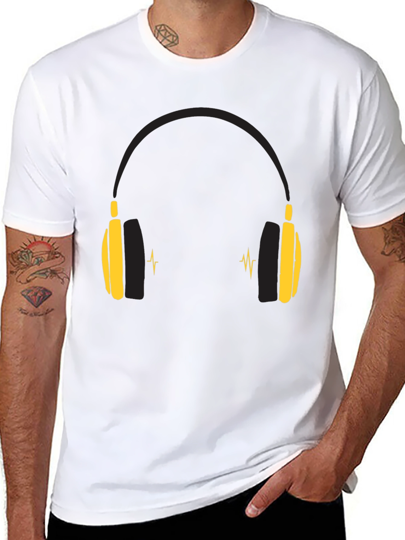 Black Headphone Graphic Tee - Music Lover Shirt view 8