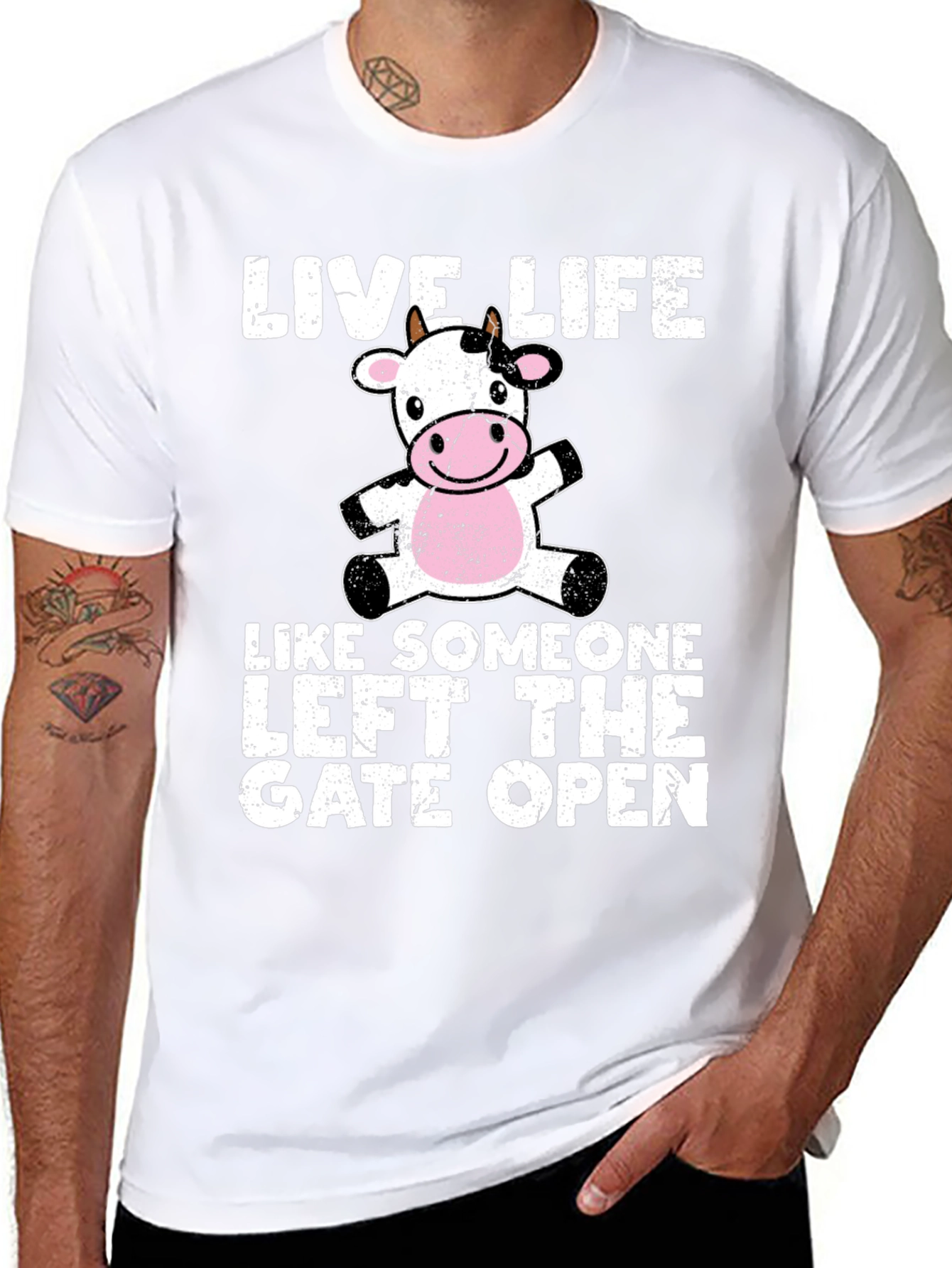 Black Live Life Cow Graphic T-Shirt view 8
