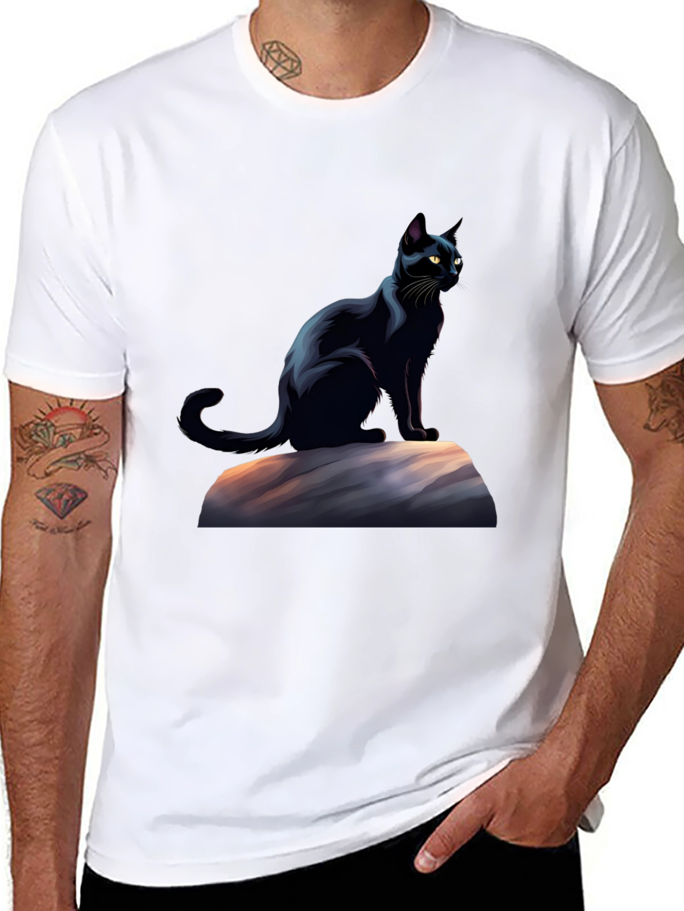 Black Black Cat Graphic T-Shirt - Stylish Men's Tee view 8