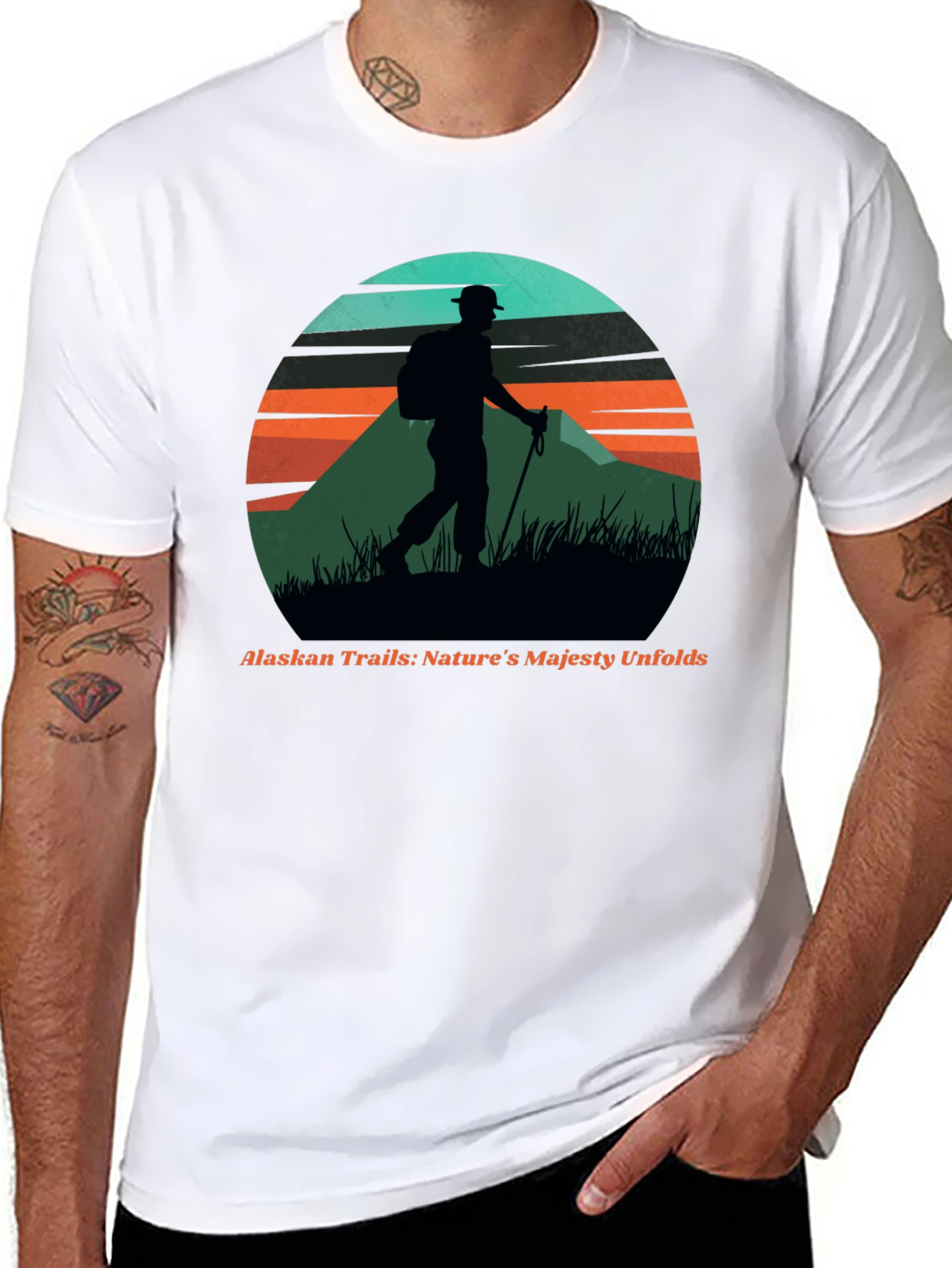 Black Alaskan Trails Graphic Tee - Nature Hiker T-Shirt view 8