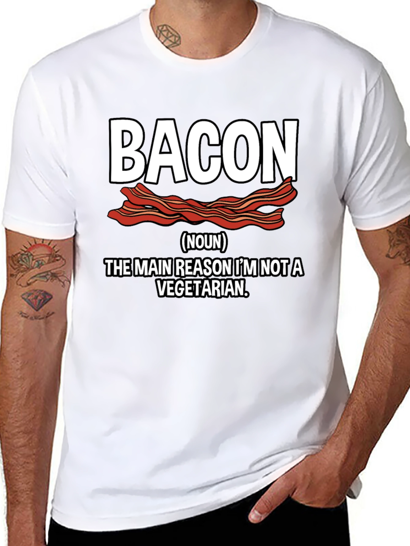 Black Bacon Lover T-Shirt - The Main Reason I'm Not a Vegetarian view 8