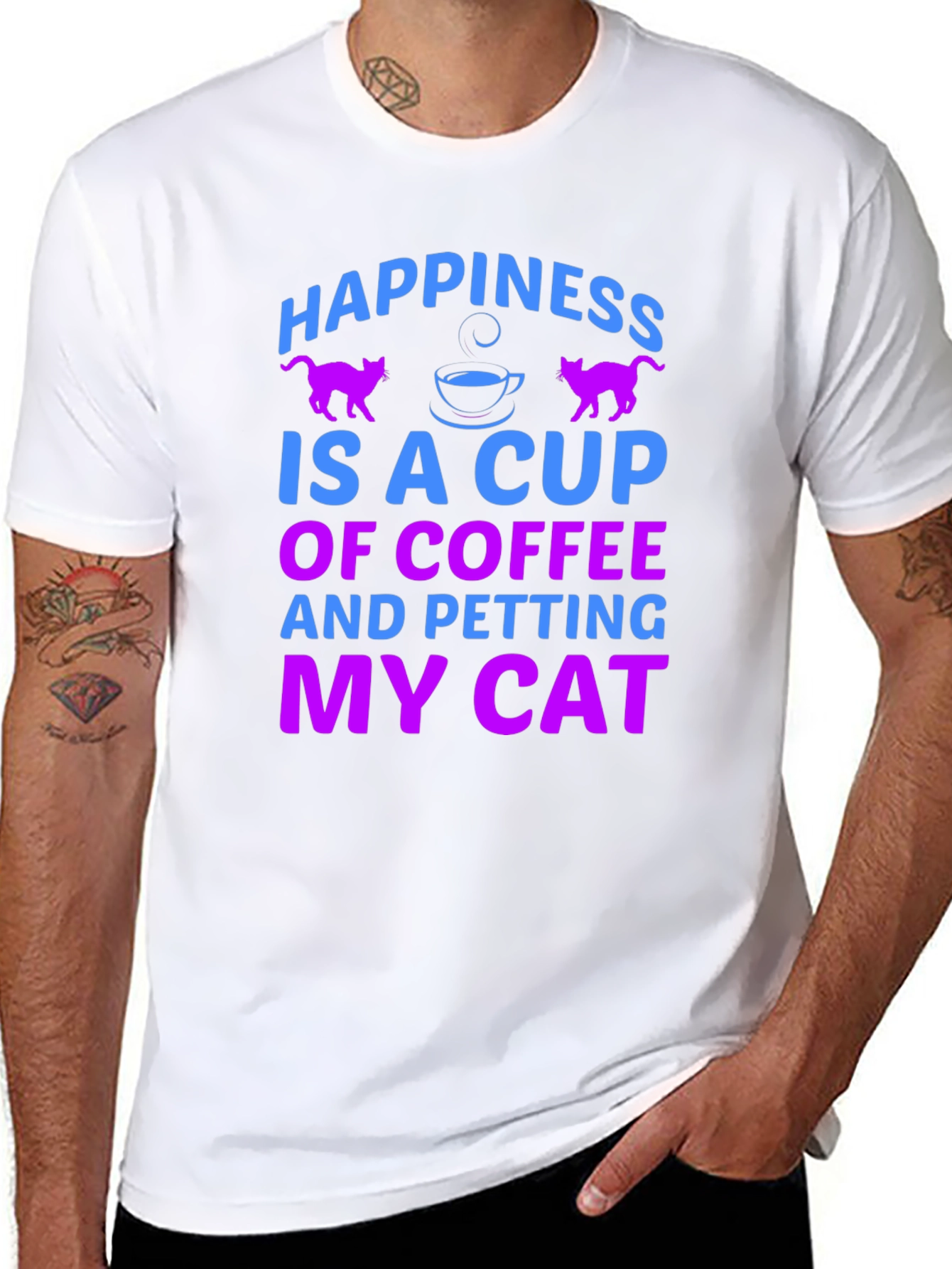 Black Happiness is Coffee & Cats T-Shirt view 8