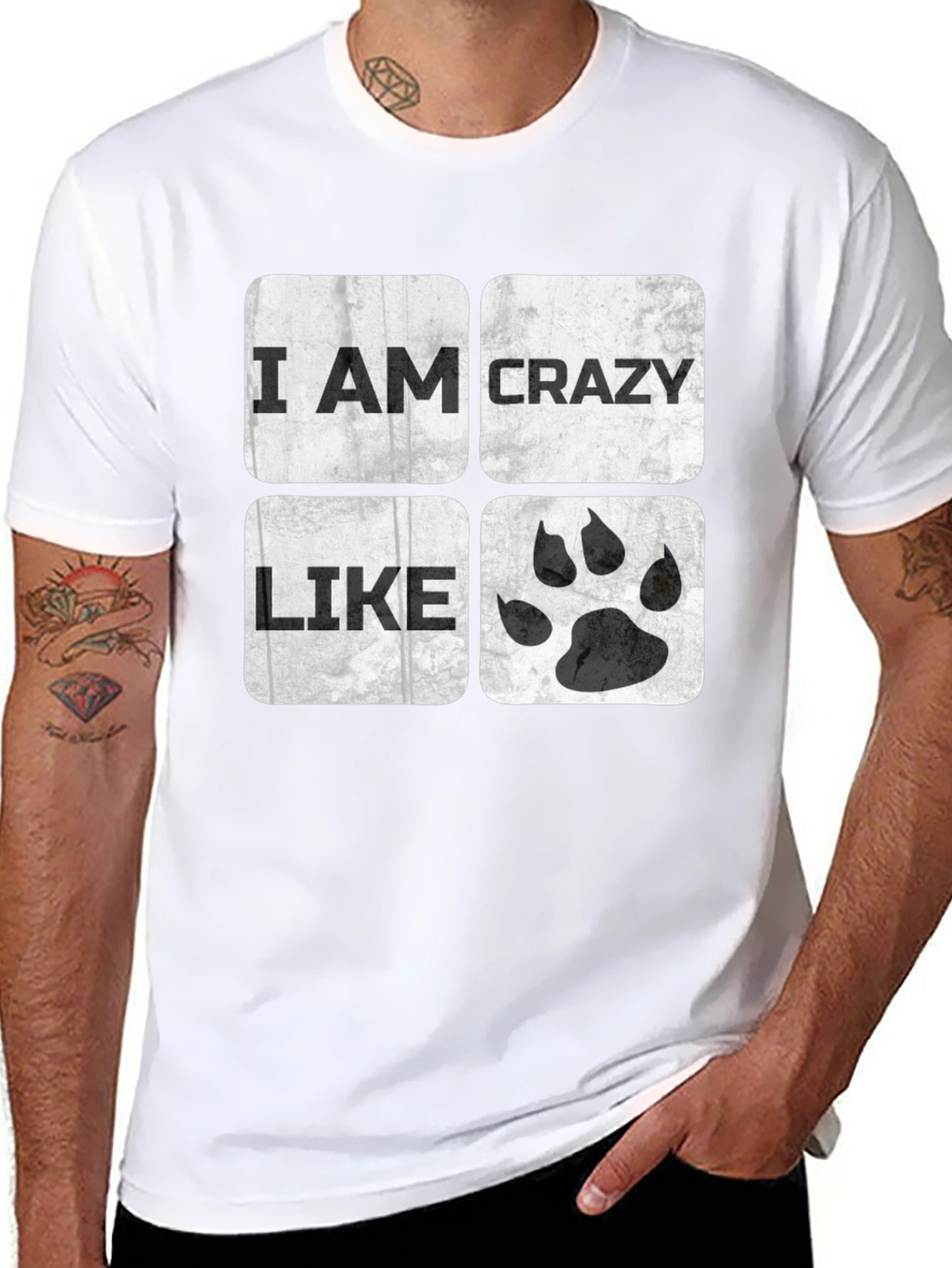Black Crazy Like T-Shirt | Funny Animal Paw Tee view 8