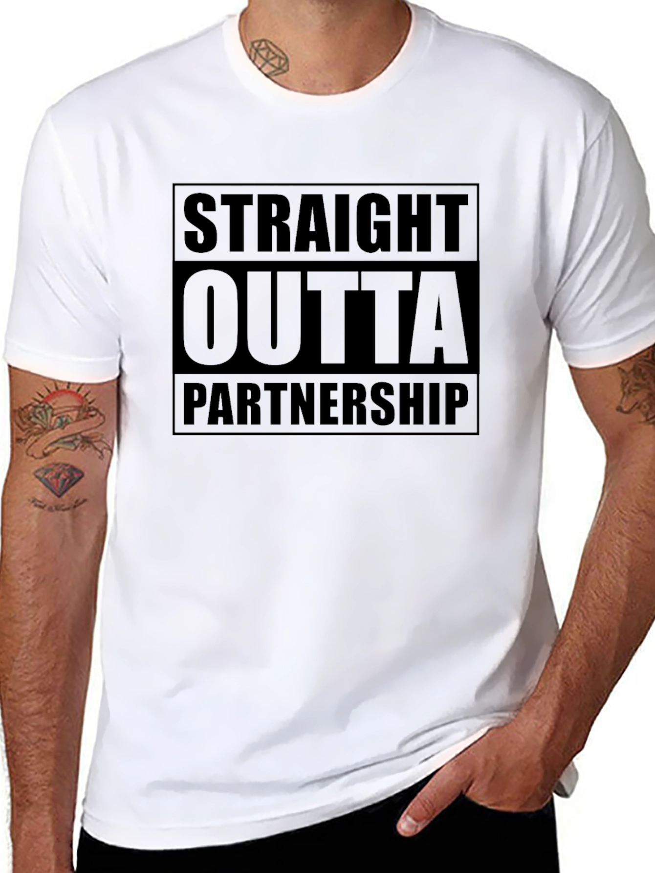 Black Straight Outta Partnership Black T-Shirt view 8
