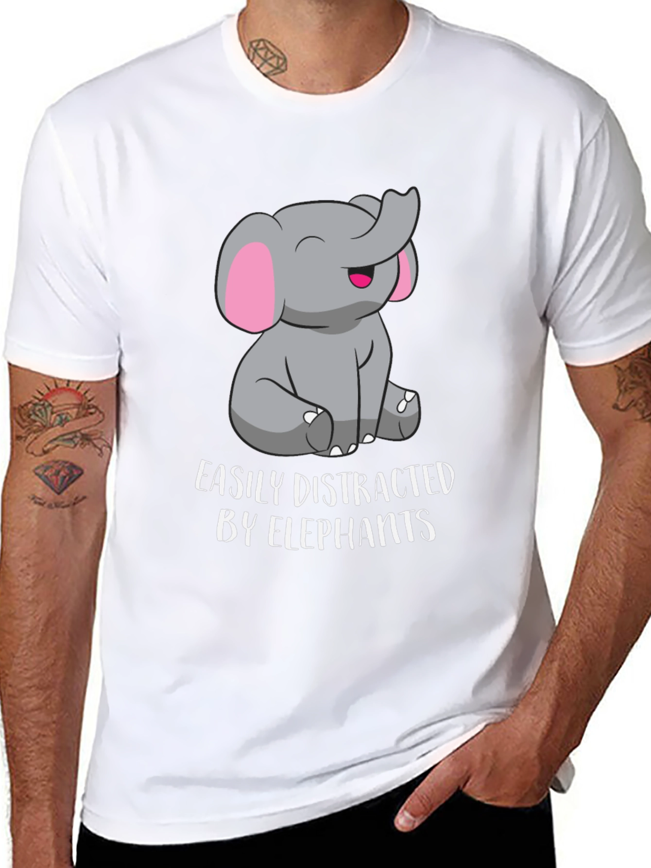 Black Easily Distracted By Elephants Graphic Tee view 8