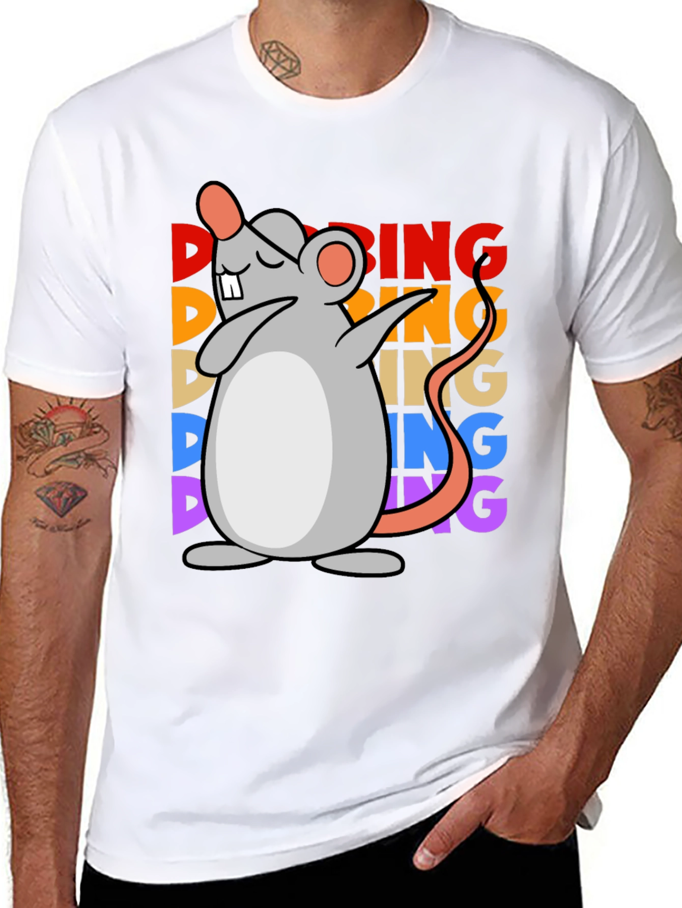 Black Dabbing Mouse Graphic Tee - Unisex Black T-Shirt view 8