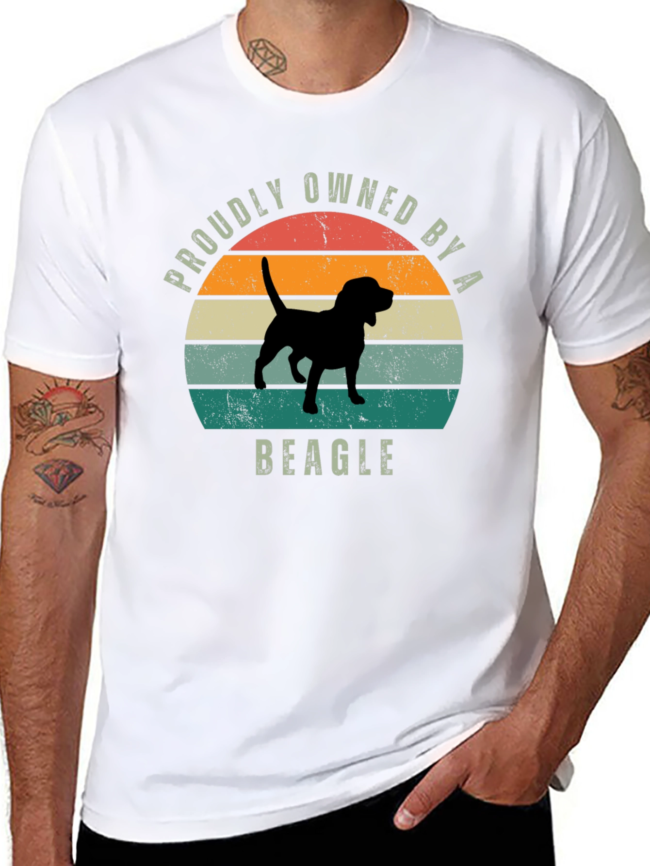 Black Proudly Owned by a Beagle T-Shirt view 8