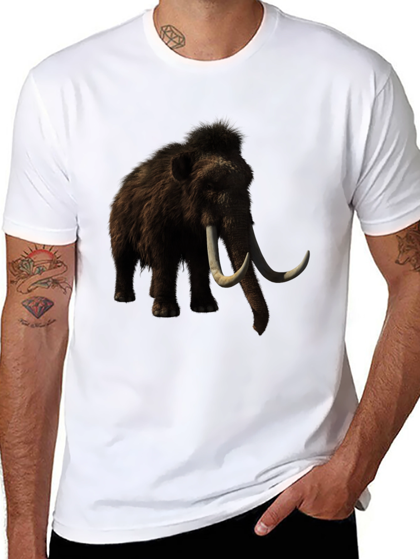 Black Mammoth Graphic T-Shirt - Black, Unique Design view 8