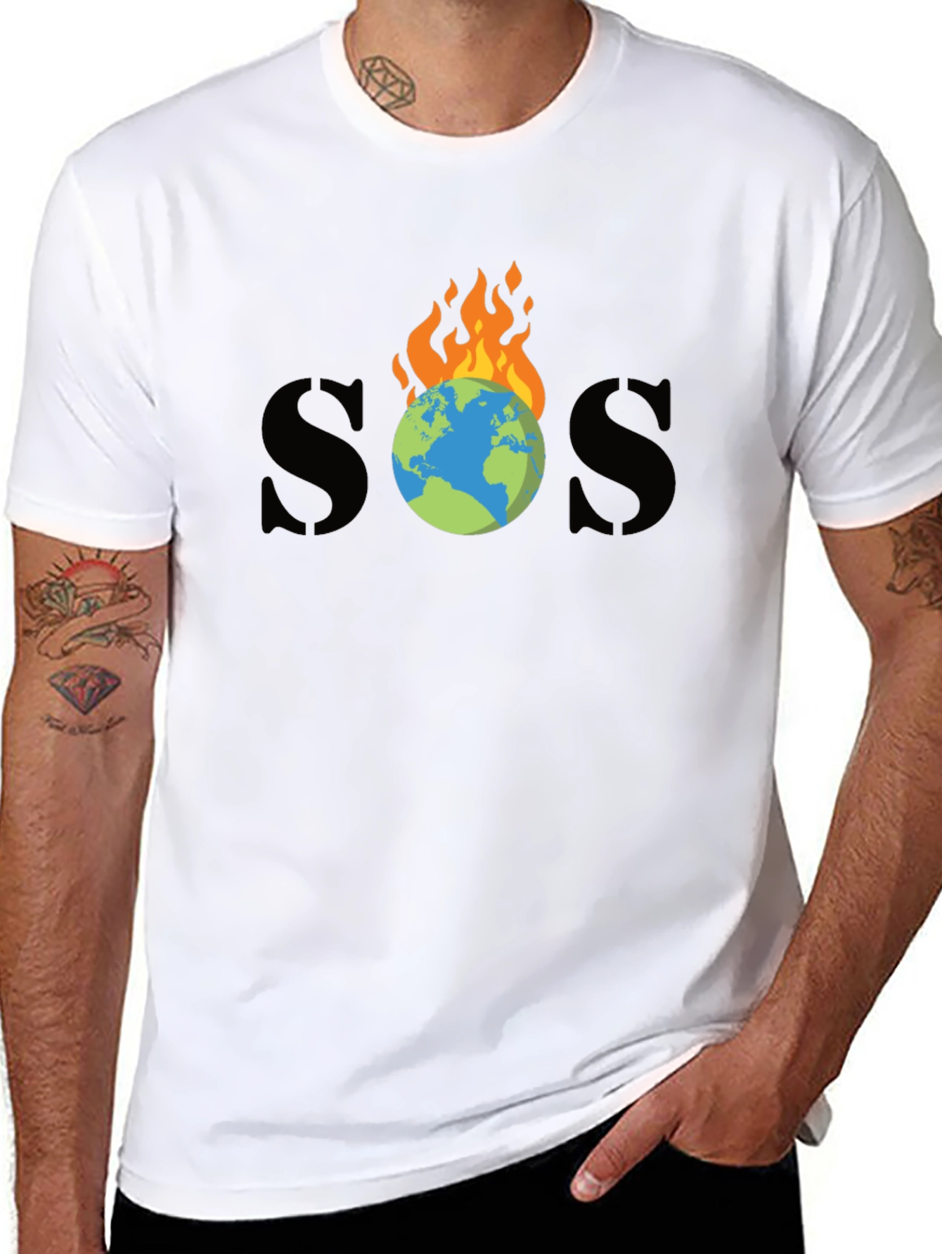 SOS Burning Earth Graphic Tee - Save Our Planet - 8
