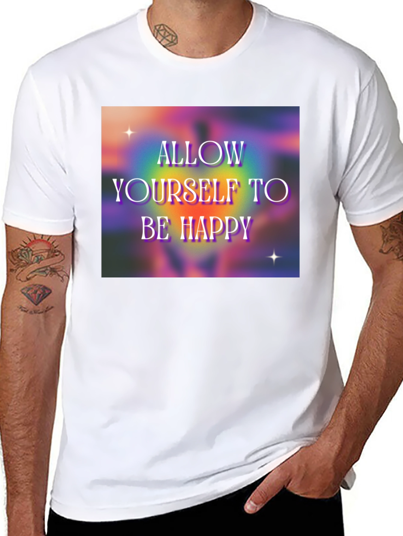 Black Allow Yourself to Be Happy Graphic T-Shirt view 8
