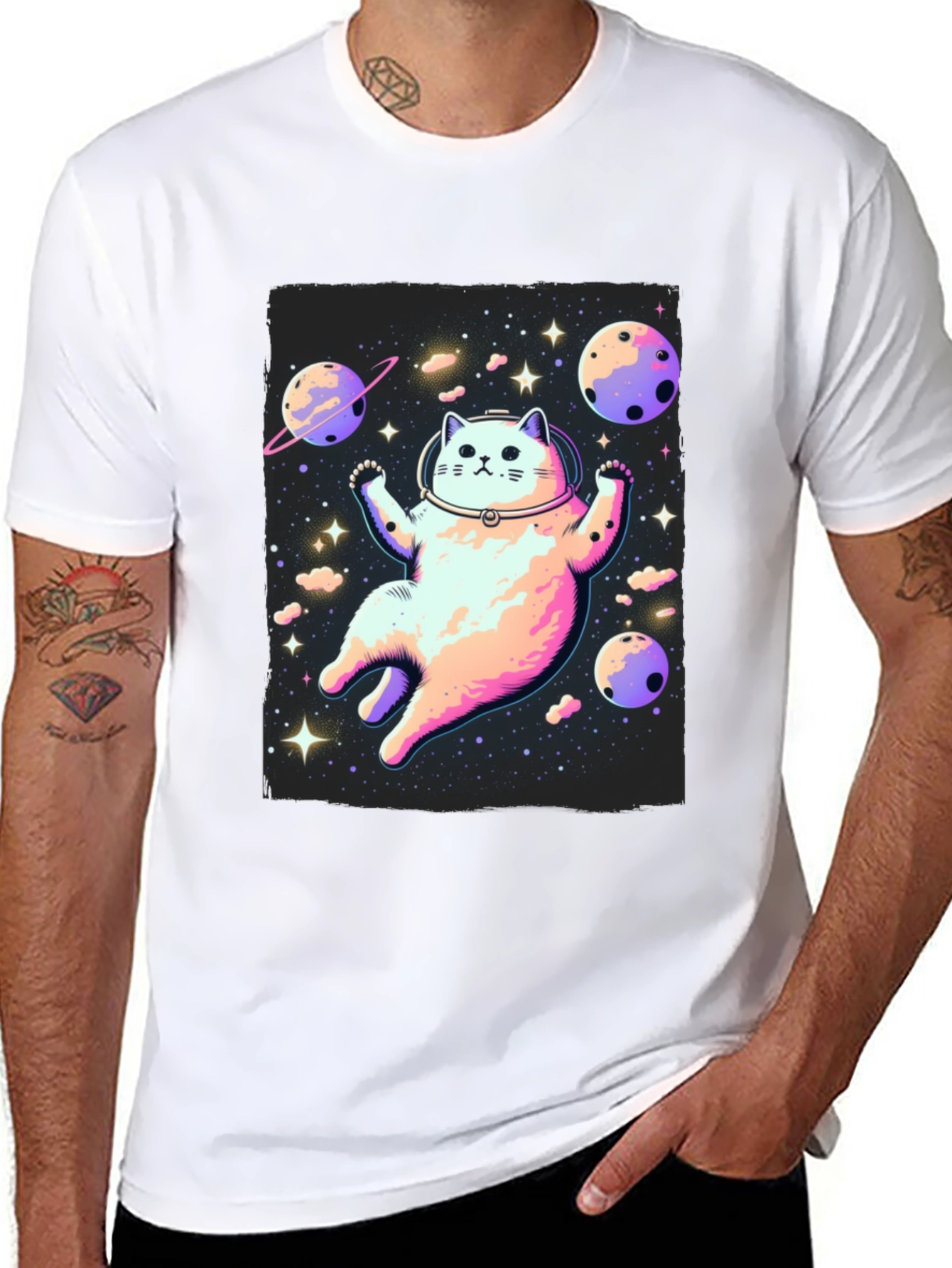 Black Astronaut Cat T-Shirt - Space Adventure Tee view 8