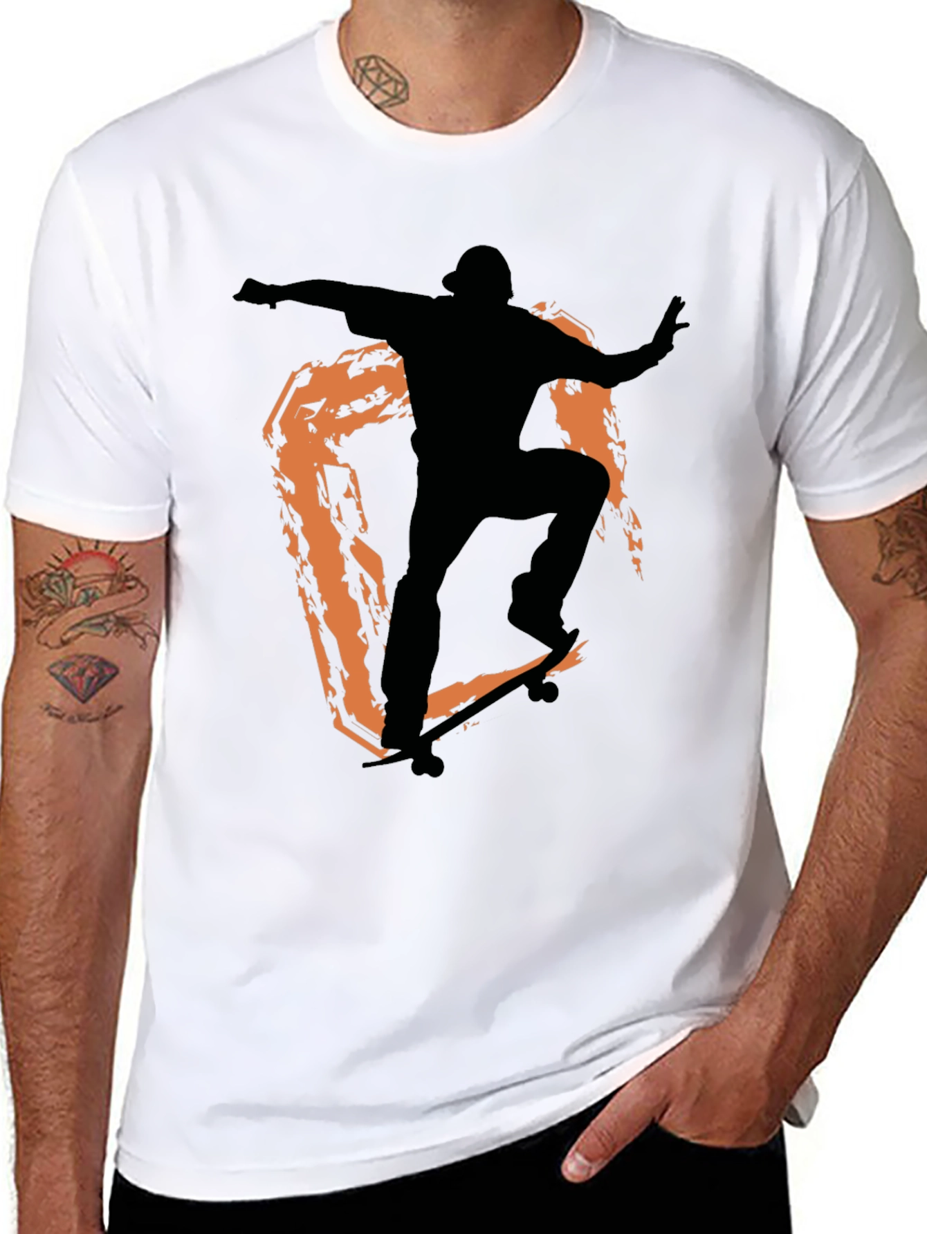 Black Skateboarder Graphic Tee - Stylish Black Cotton Shirt view 8