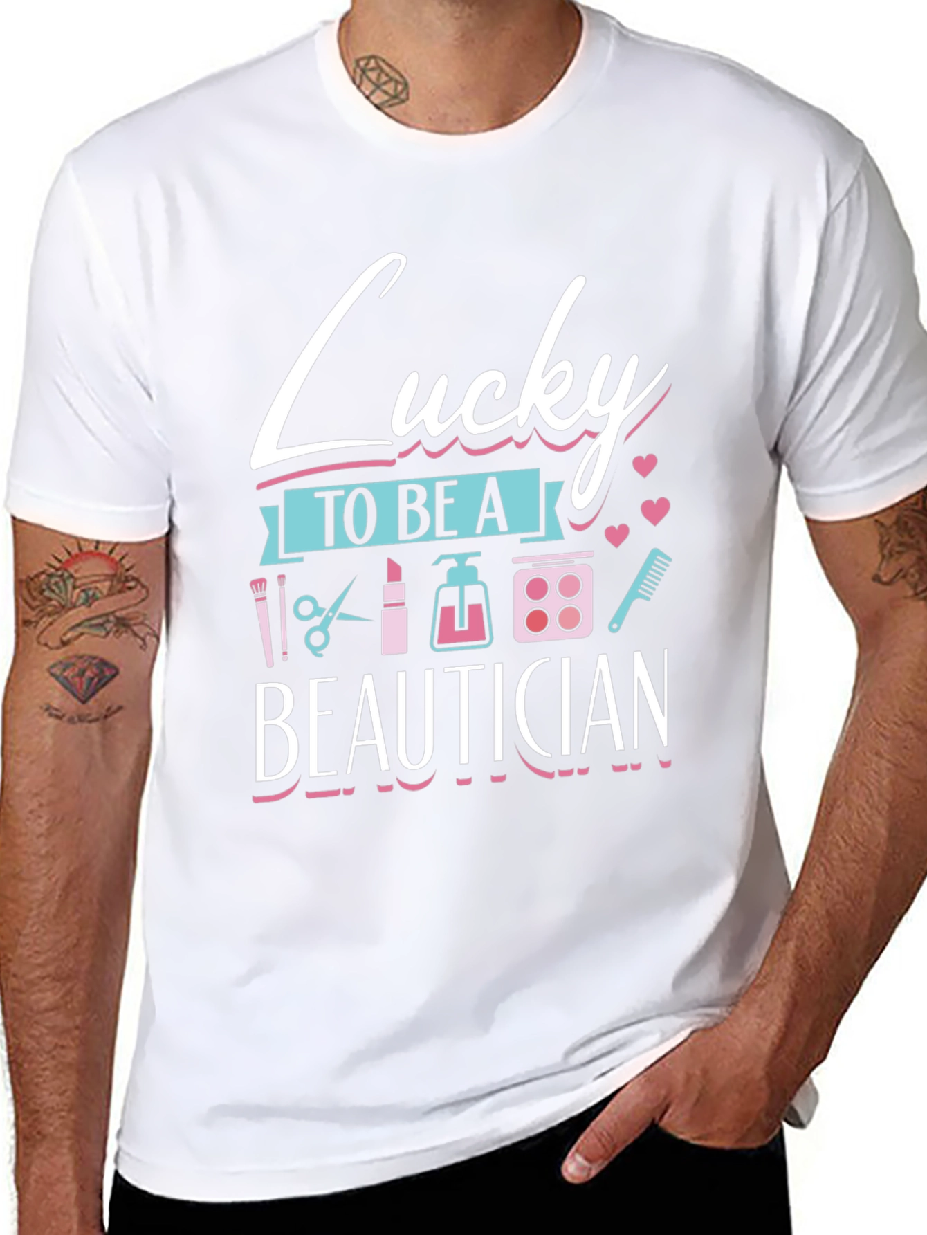 Lucky To Be A Beautician Graphic T-Shirt - 8