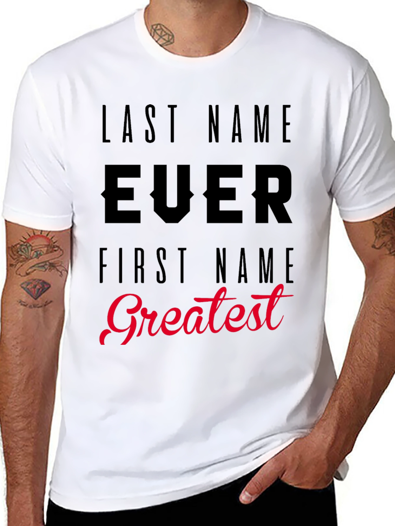 Black Humorous 'Last Name Ever' Graphic T-Shirt view 8