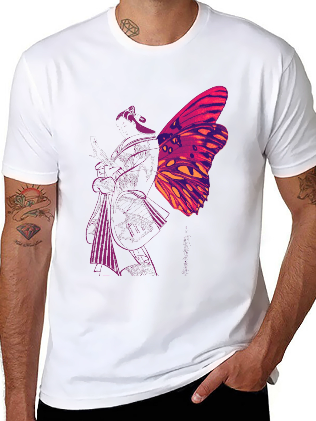 Black Butterfly Graphic Black T-Shirt view 8