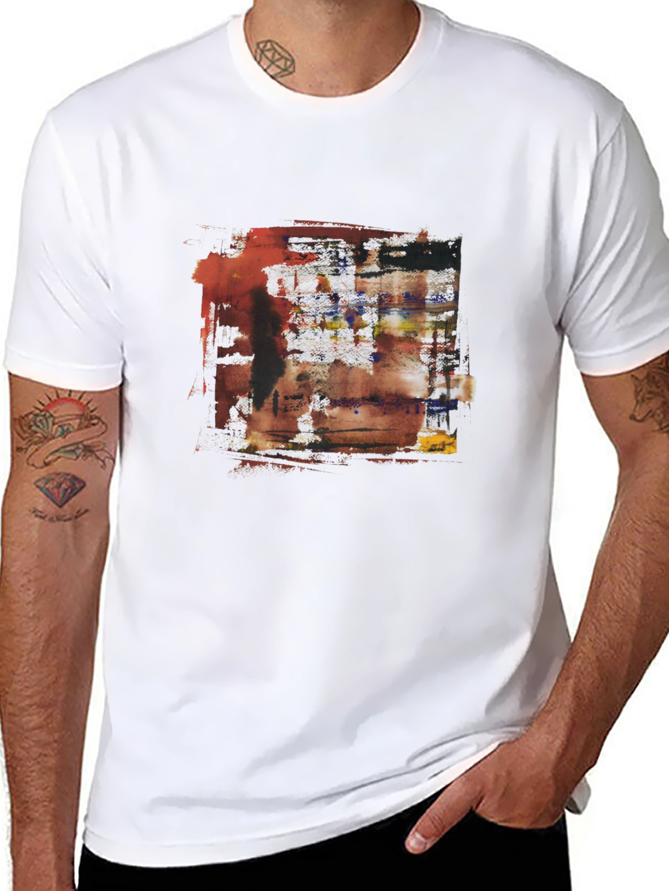 Black Abstract Art Graphic Tee - Modern Design view 8