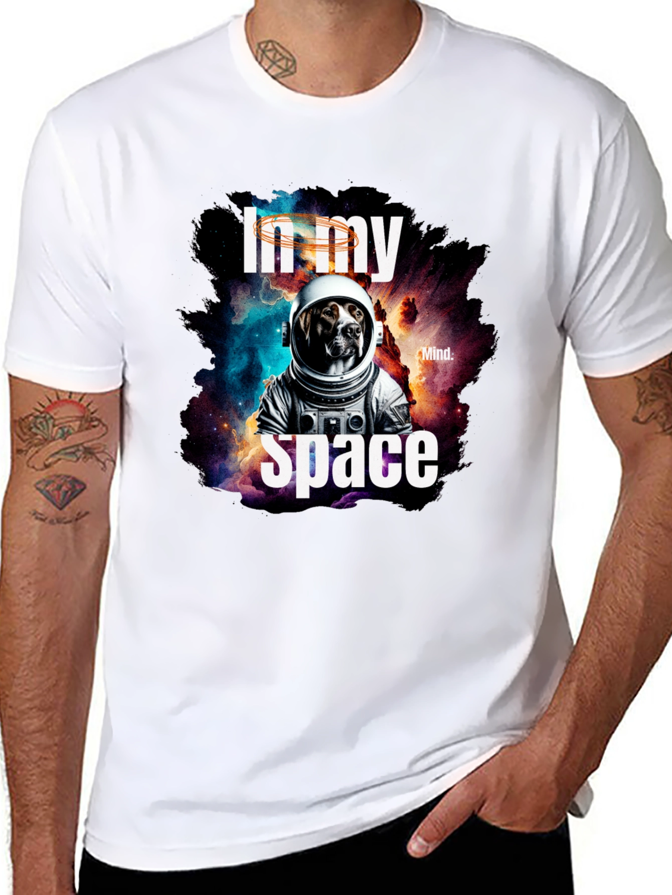 Black In My Space Dog Astronaut Graphic Tee view 8