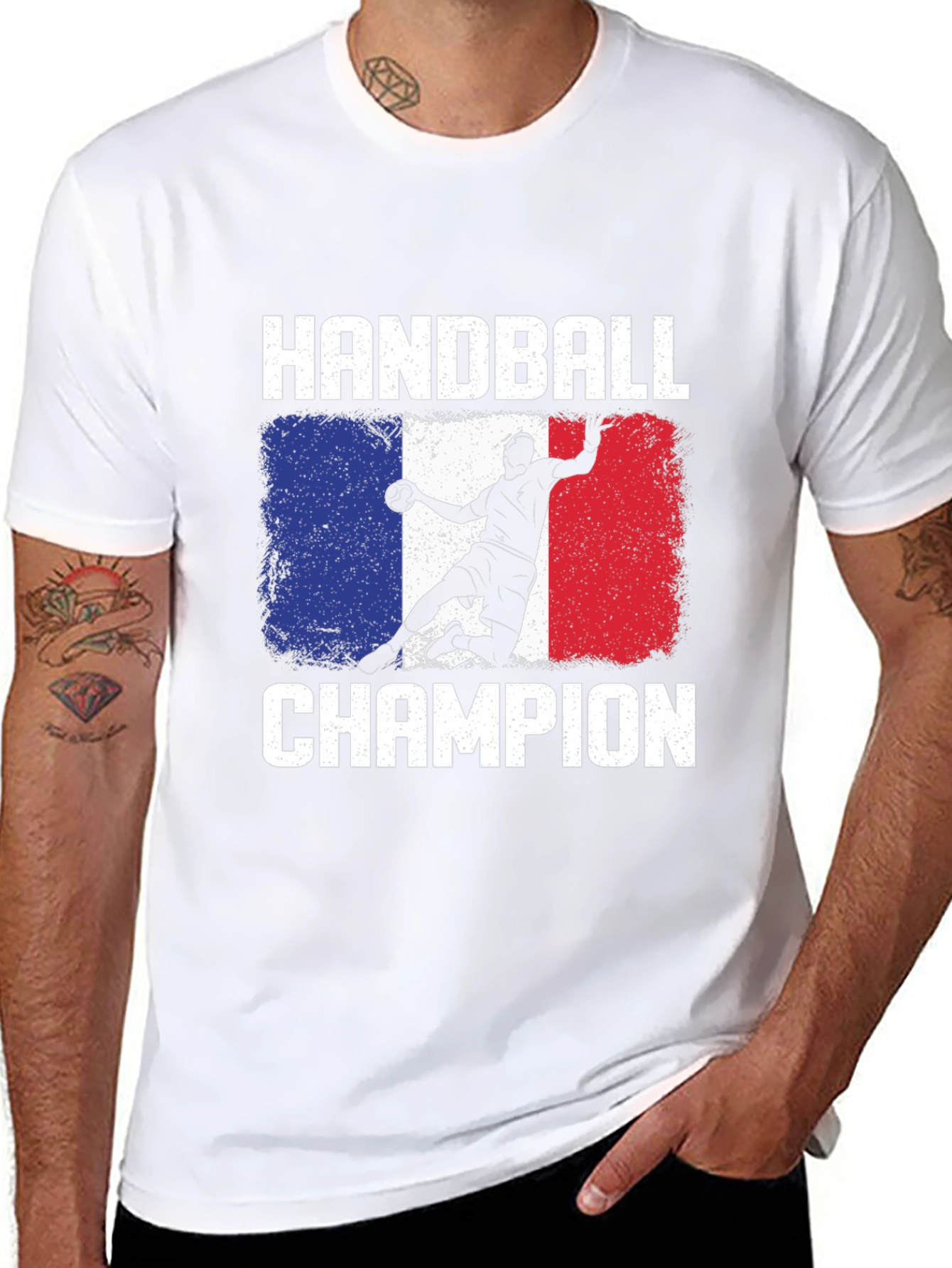 Black Handball Champion France Flag T-Shirt view 8