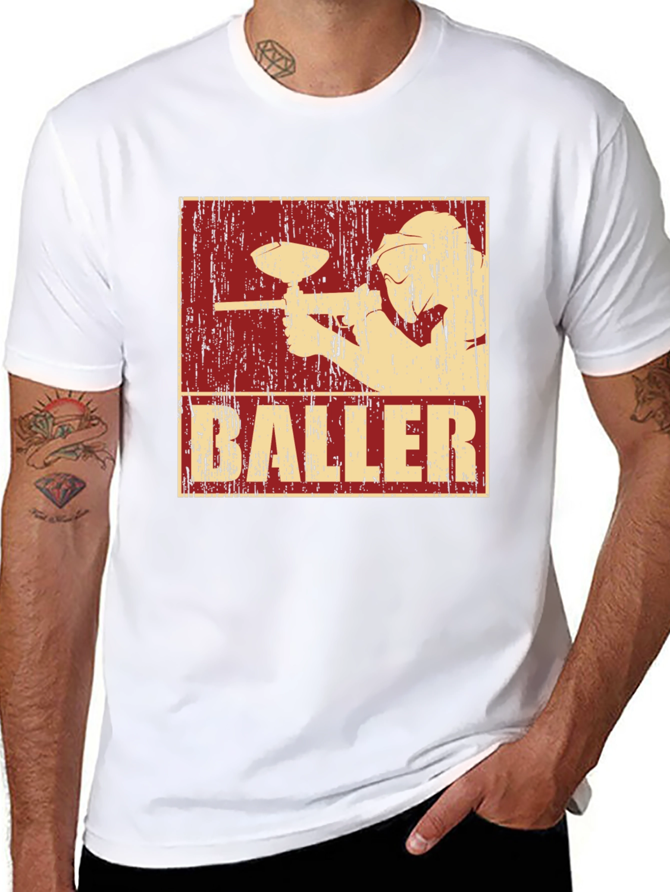 Black Baller Paintball T-Shirt - Black Cotton Graphic Tee view 8