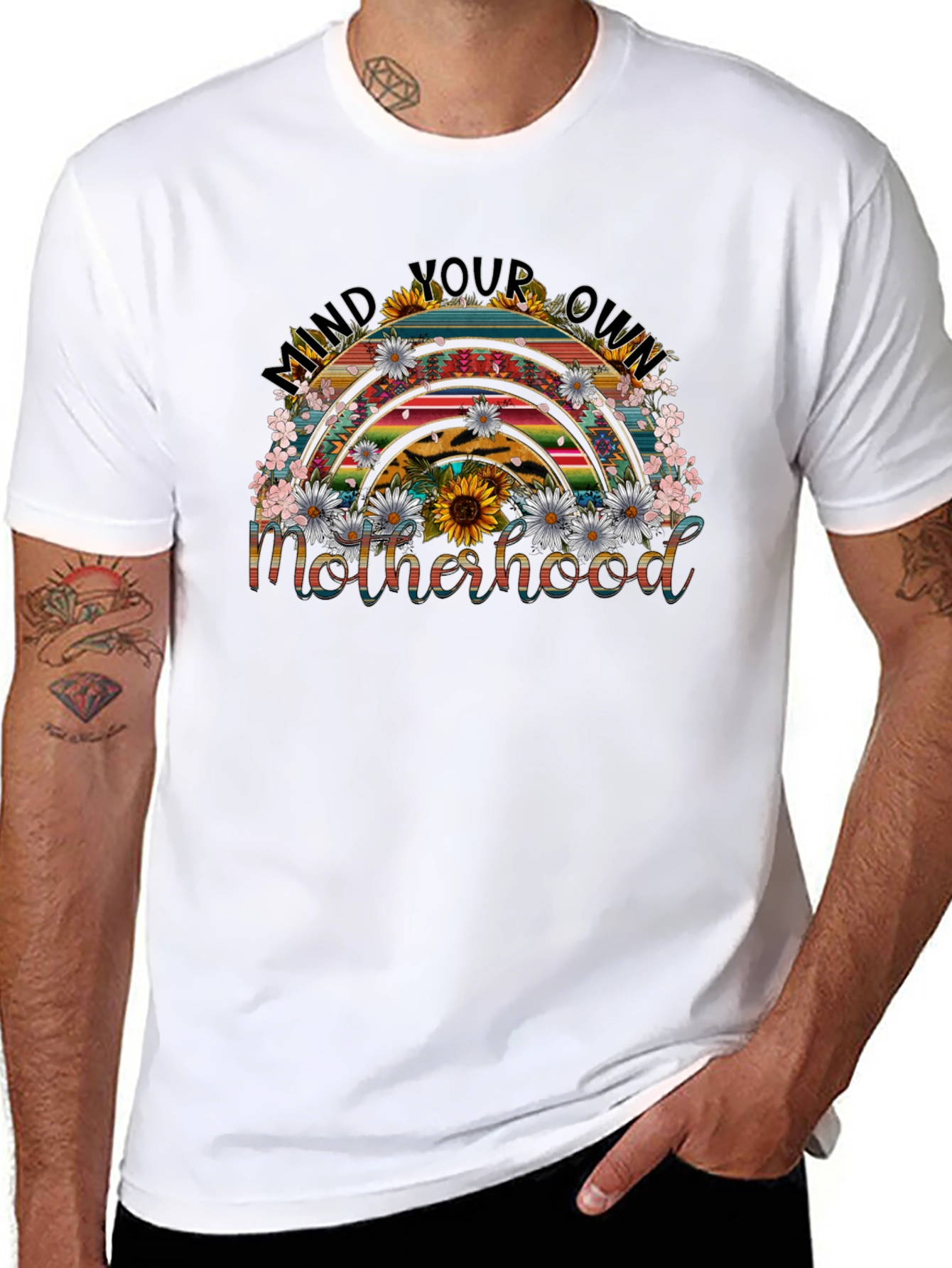 Black Mind Your Own Motherhood Rainbow T-Shirt view 8