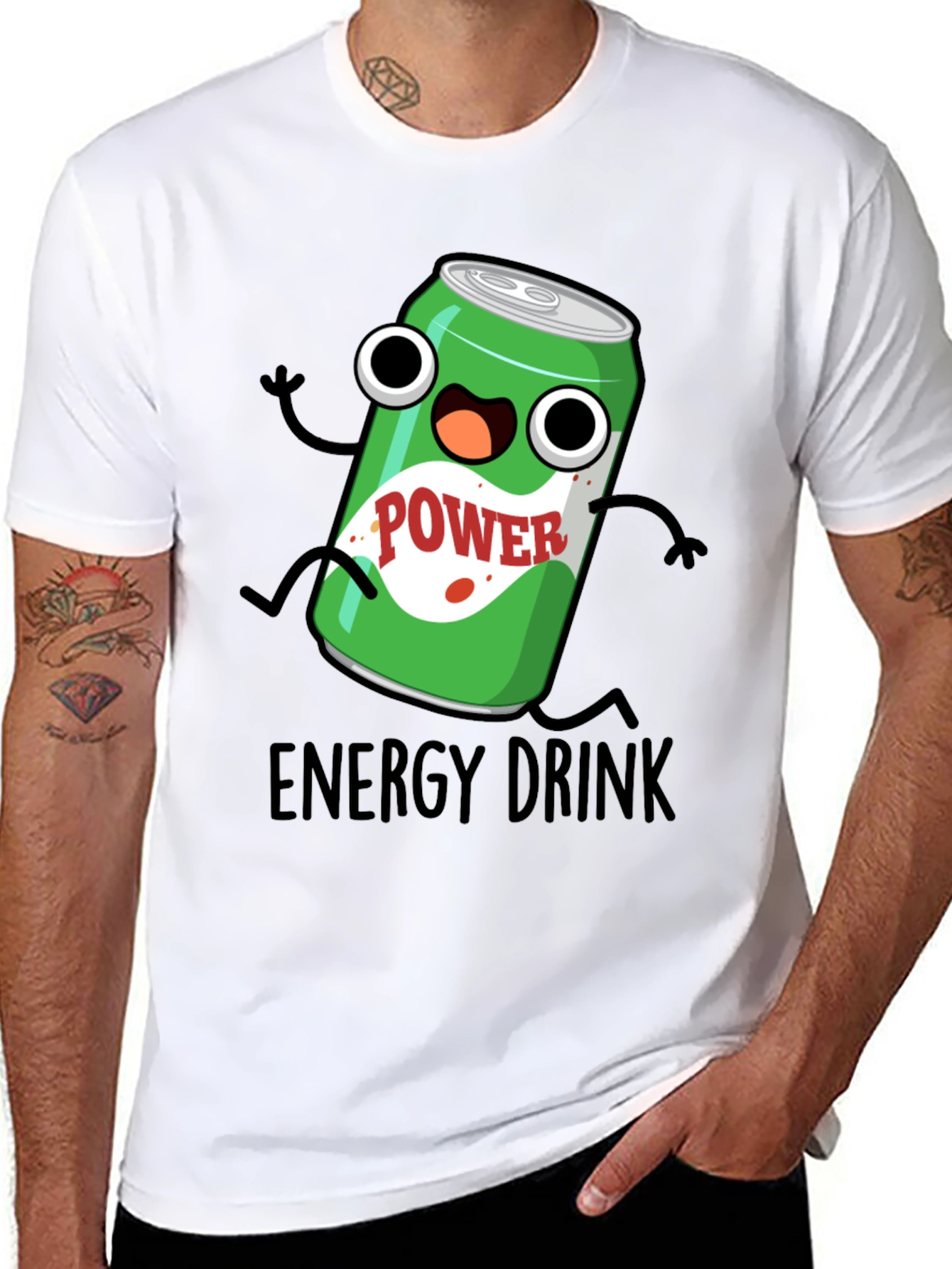 Black Cartoon Energy Drink T-Shirt - Black view 8