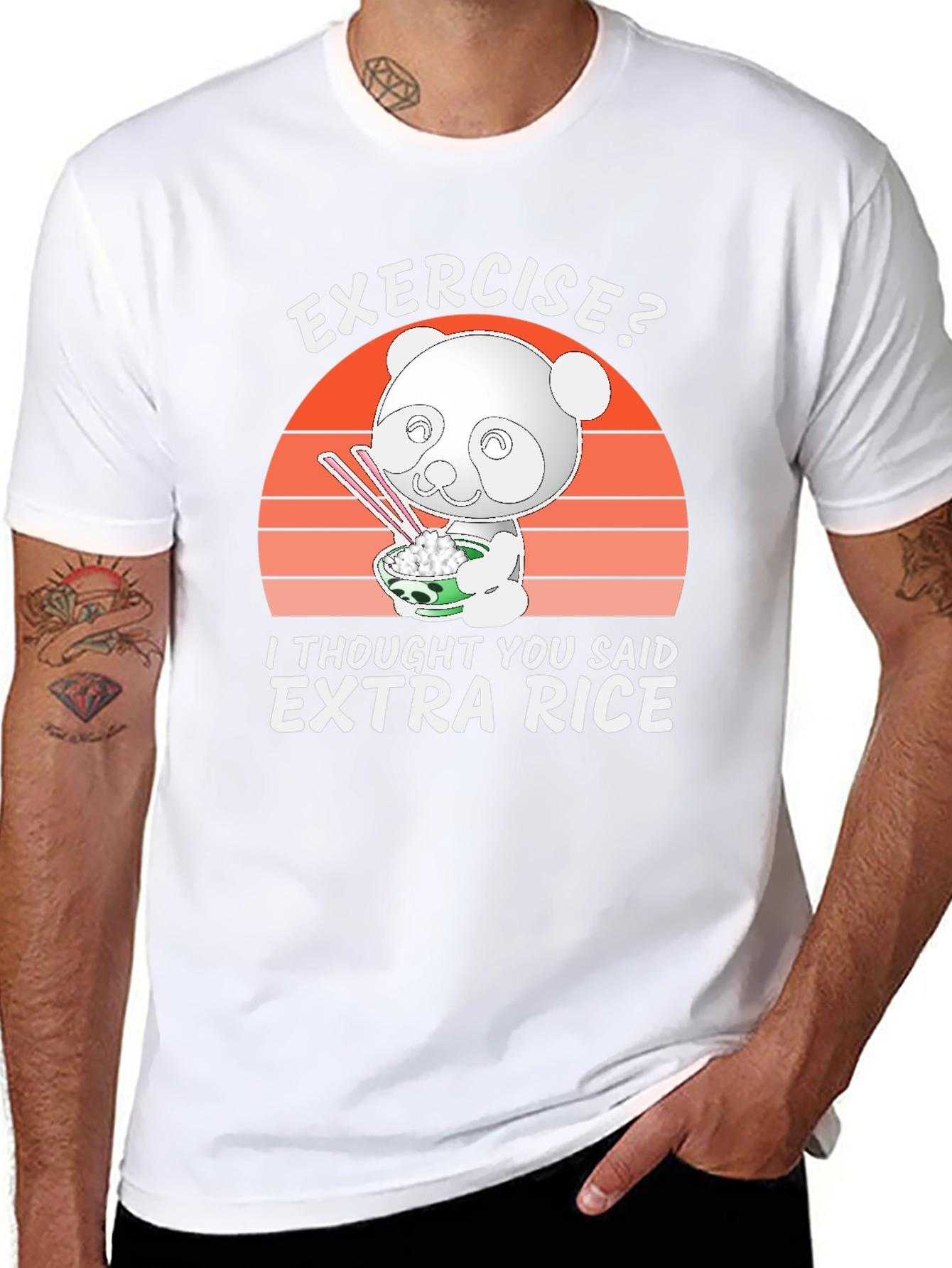 Black Exercise? Extra Rice Panda Graphic Tee view 8