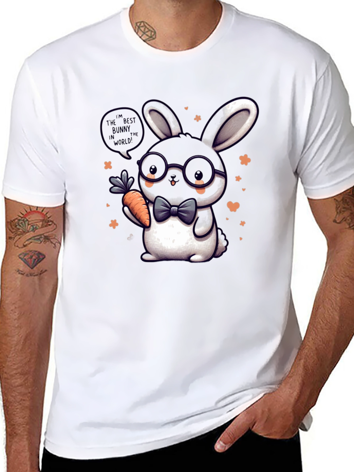 Black Cute Bunny Graphic Tee - Best Bunny in the World T-Shirt view 8