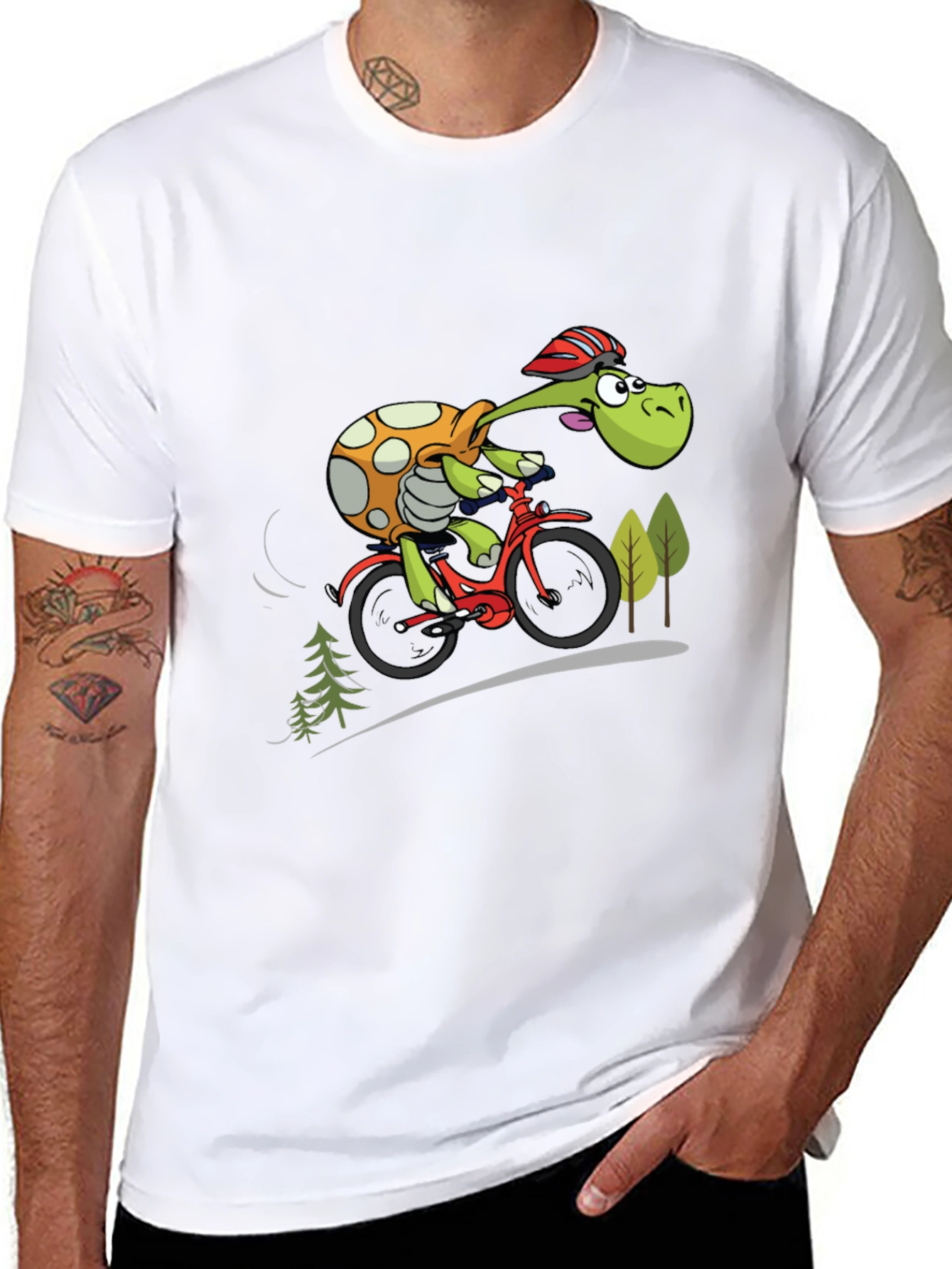 Black Turtle Cyclist Graphic T-Shirt view 8