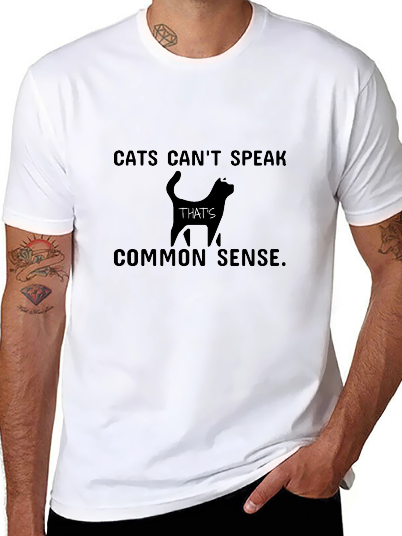 Black Cats Can't Speak T-Shirt - Black Graphic Tee view 8