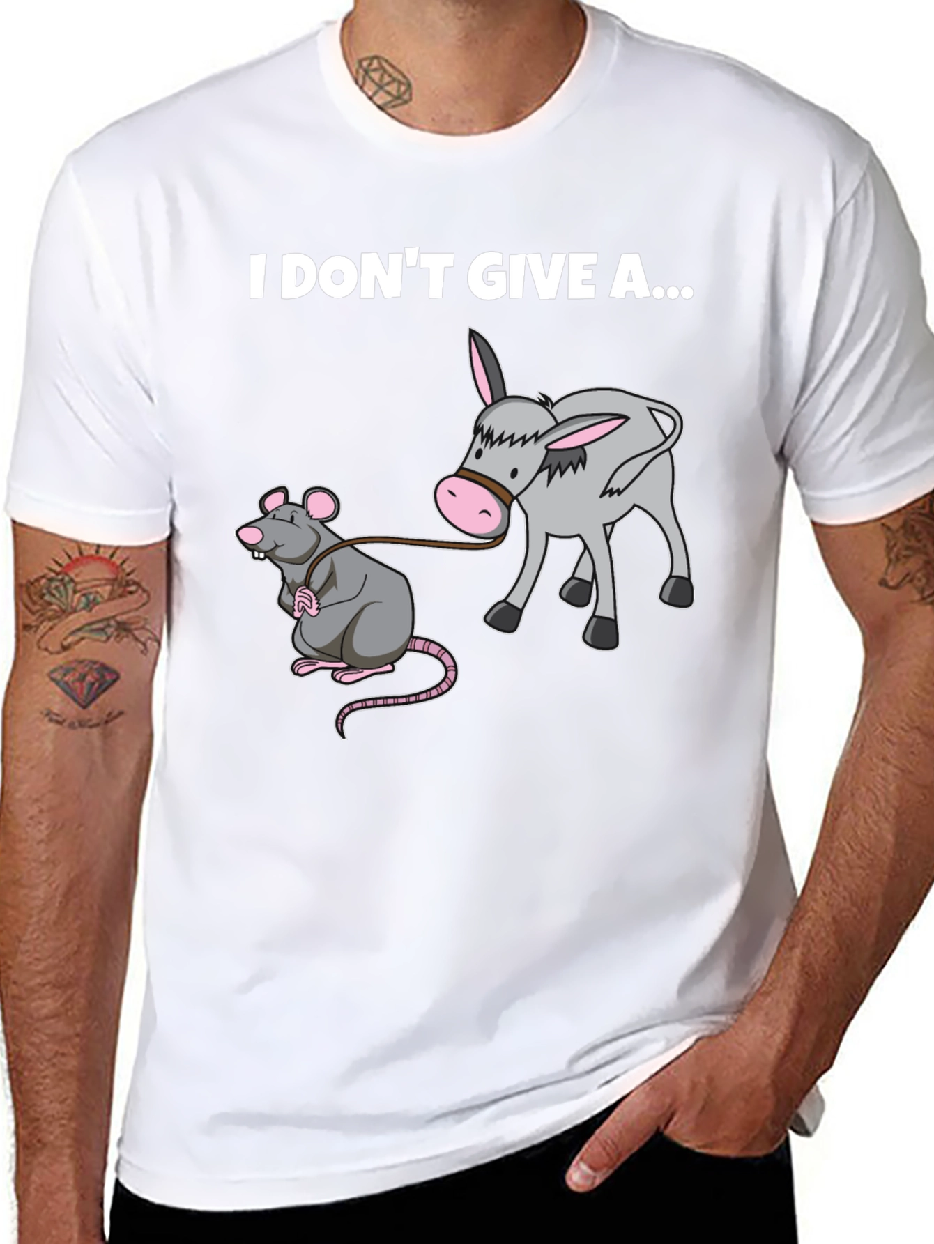 Black I Don't Give a Rat's Donkey T-Shirt view 8