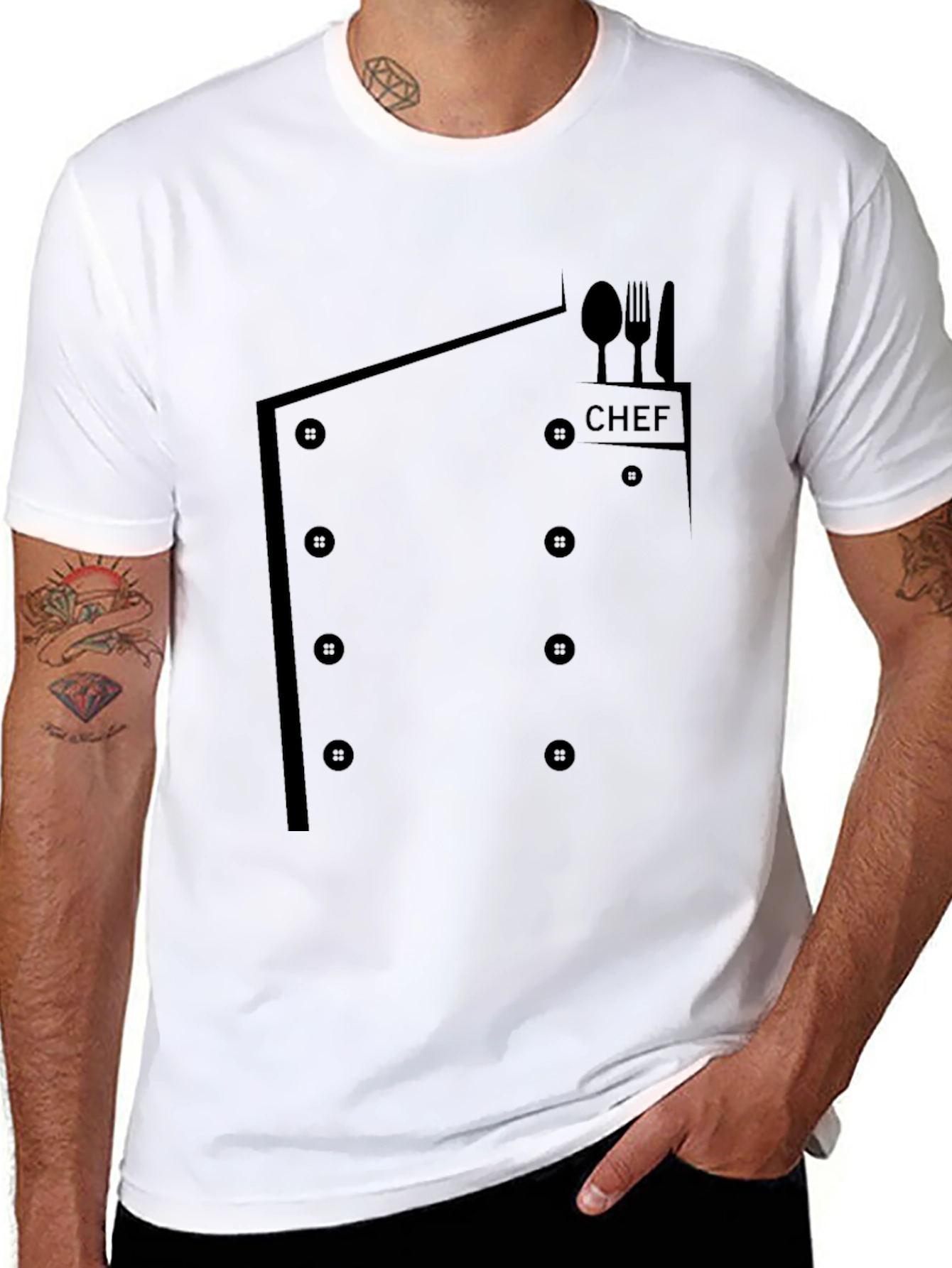 Black Chef Coat T-Shirt - Funny Culinary Apparel view 8