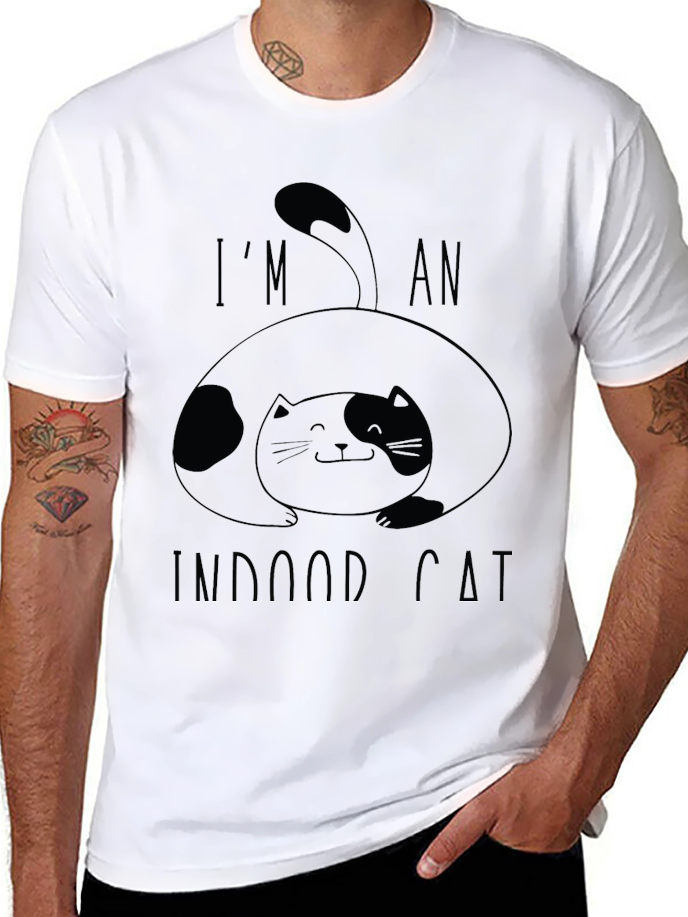 Black Indoor Cat T-Shirt - Black - Unisex view 8