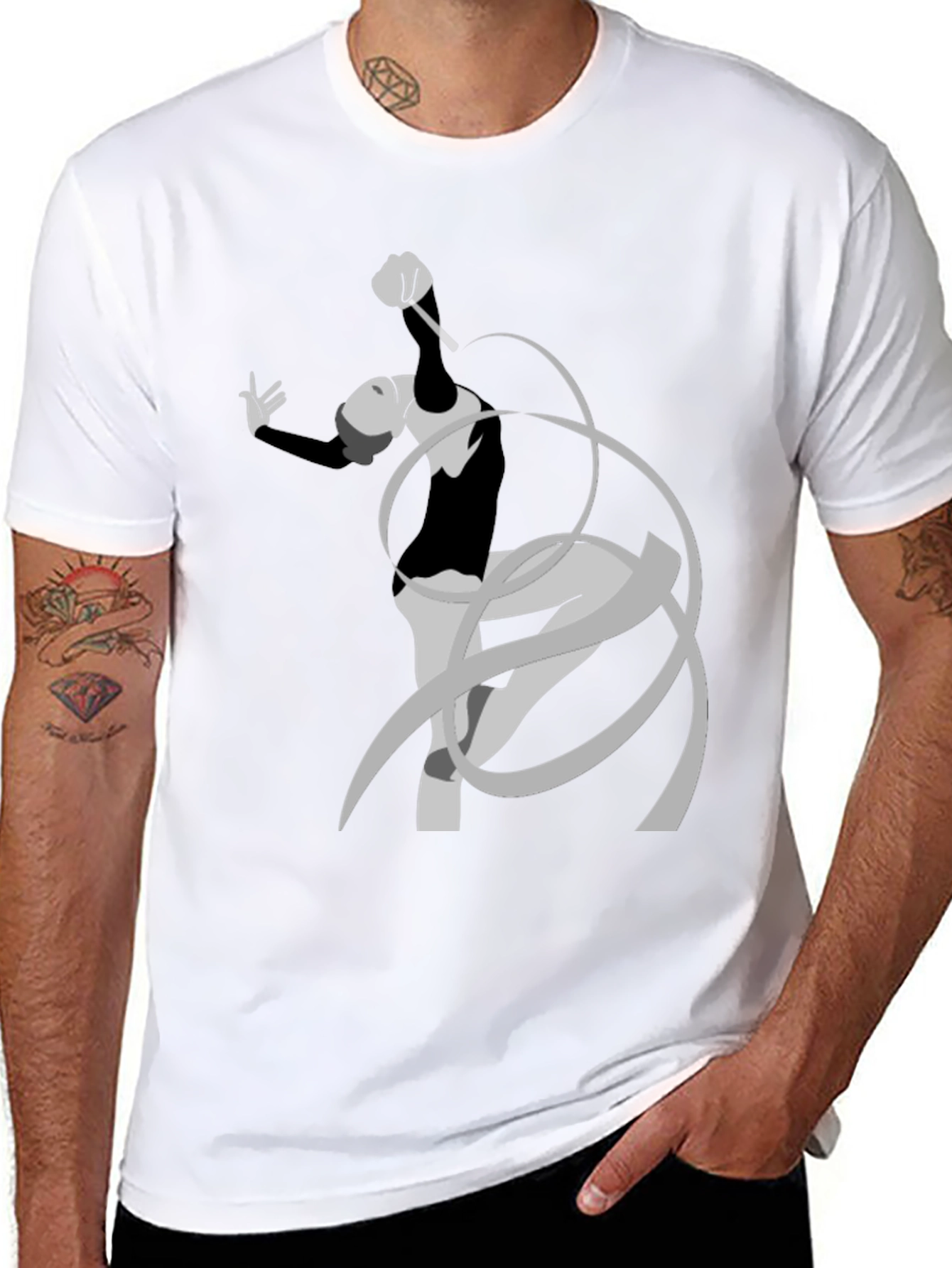 Black Rhythmic Gymnast Graphic Tee - Black Cotton Comfort view 8