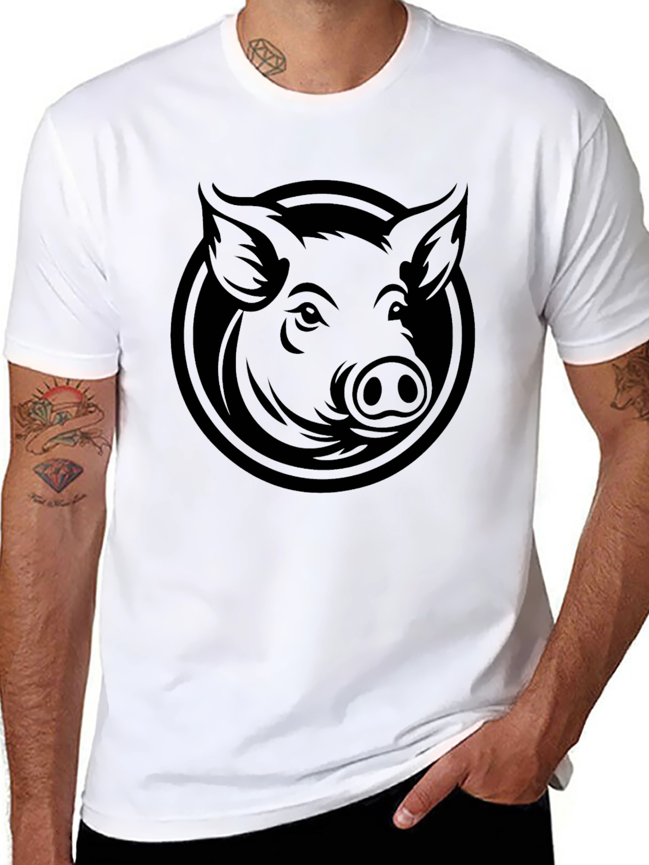 Black Black Pig Head Graphic Tee - Casual Comfort view 8