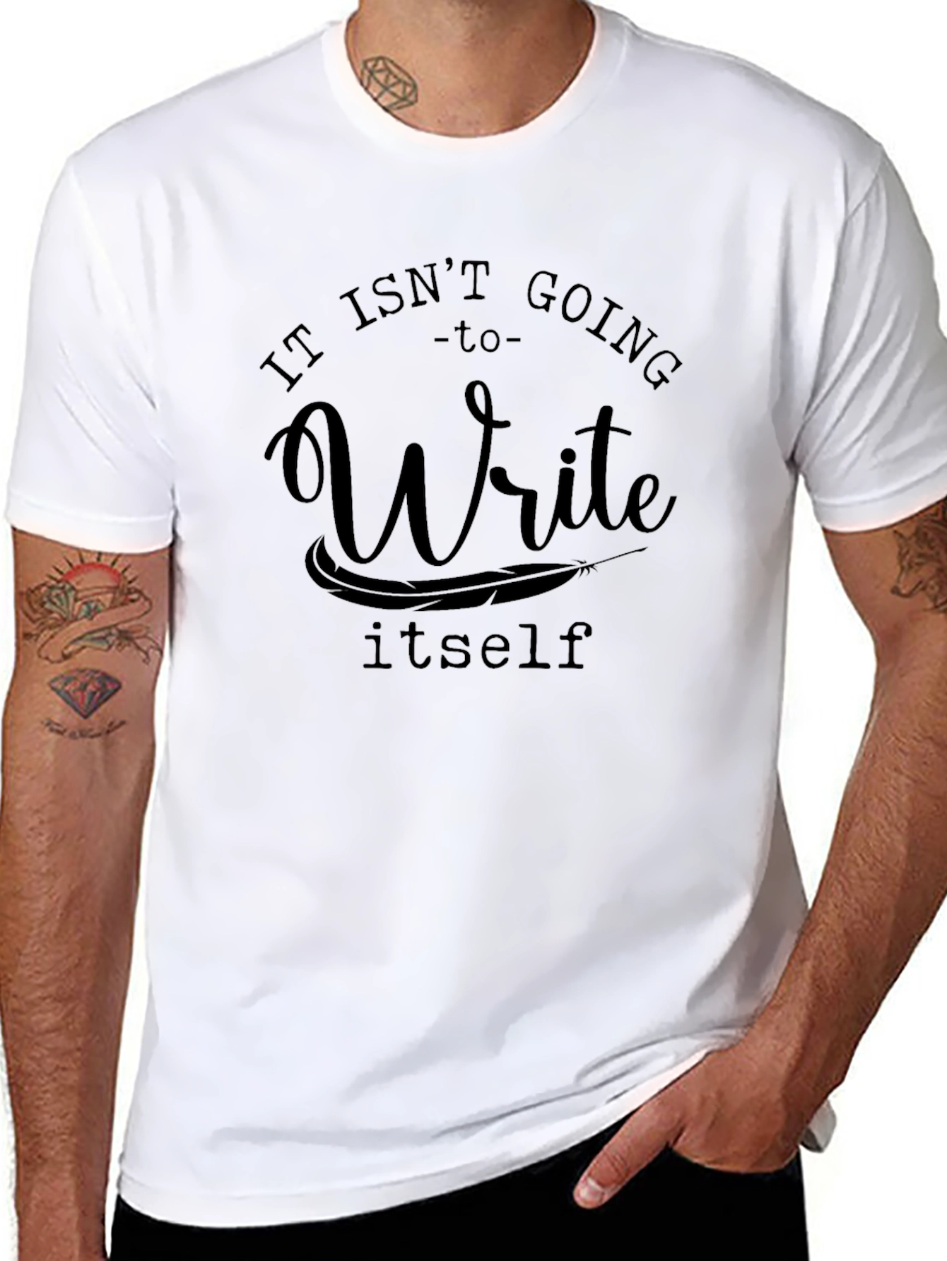 Black Write Itself T-Shirt - Funny Writer Tee view 8