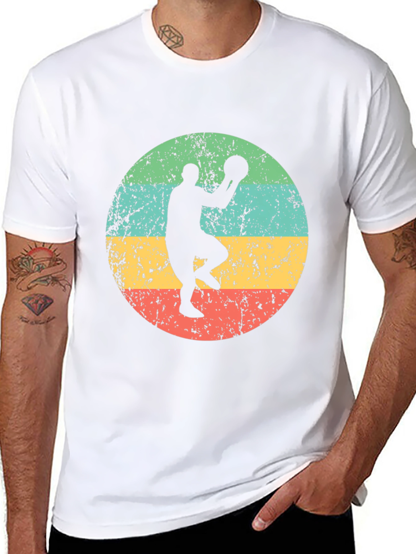 Black Retro Basketball Player Graphic Tee view 8