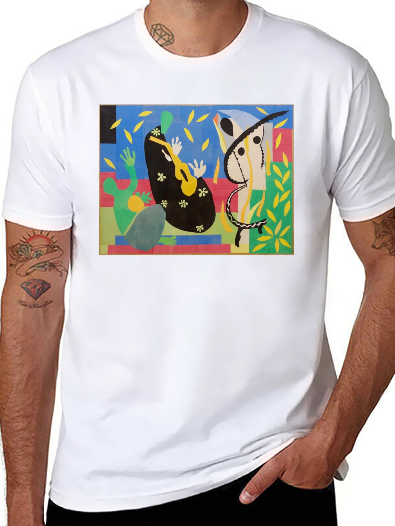Black Abstract Art T-Shirt - Henri Matisse Inspired view 8