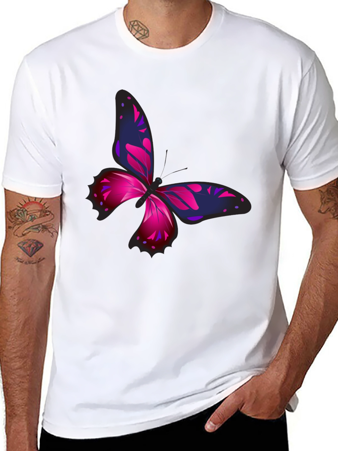 Black Butterfly Graphic Print Black T-Shirt view 8