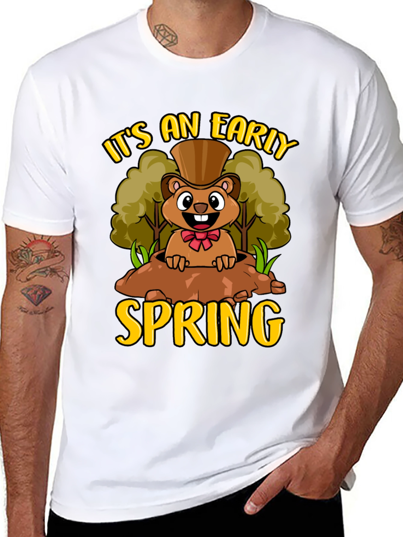 Black Early Spring Groundhog T-Shirt view 8