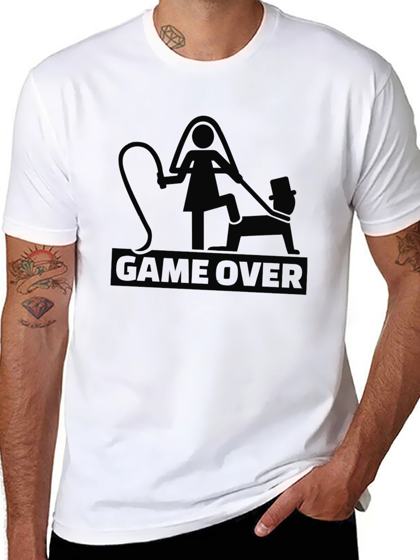 Black Game Over Funny T-Shirt view 8