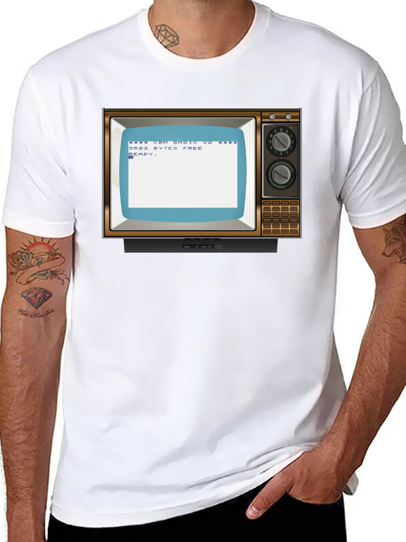 Black Retro Computer TV T-Shirt - Vintage Tech Style view 8