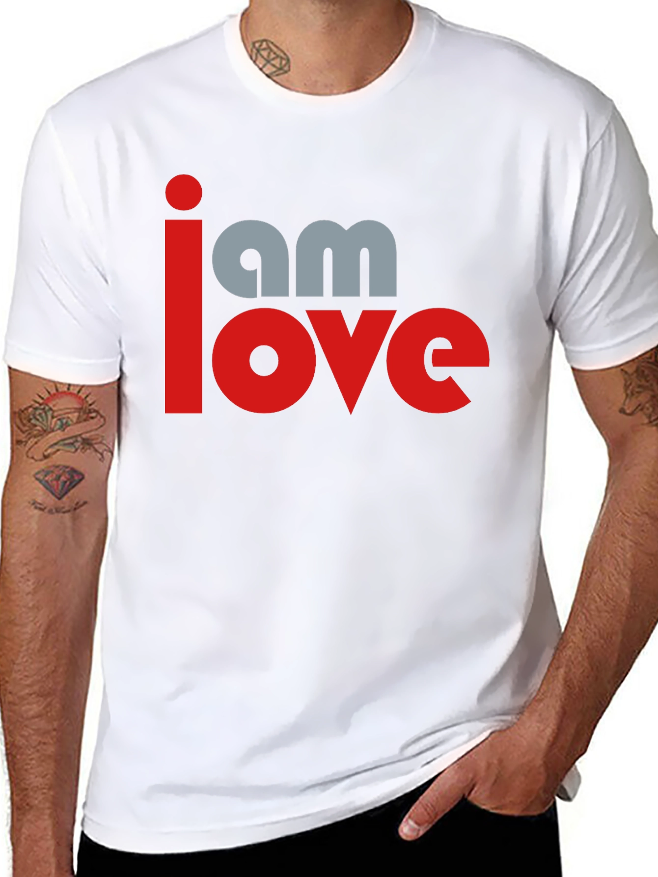 Black I am Love Graphic Print Black T-Shirt view 8