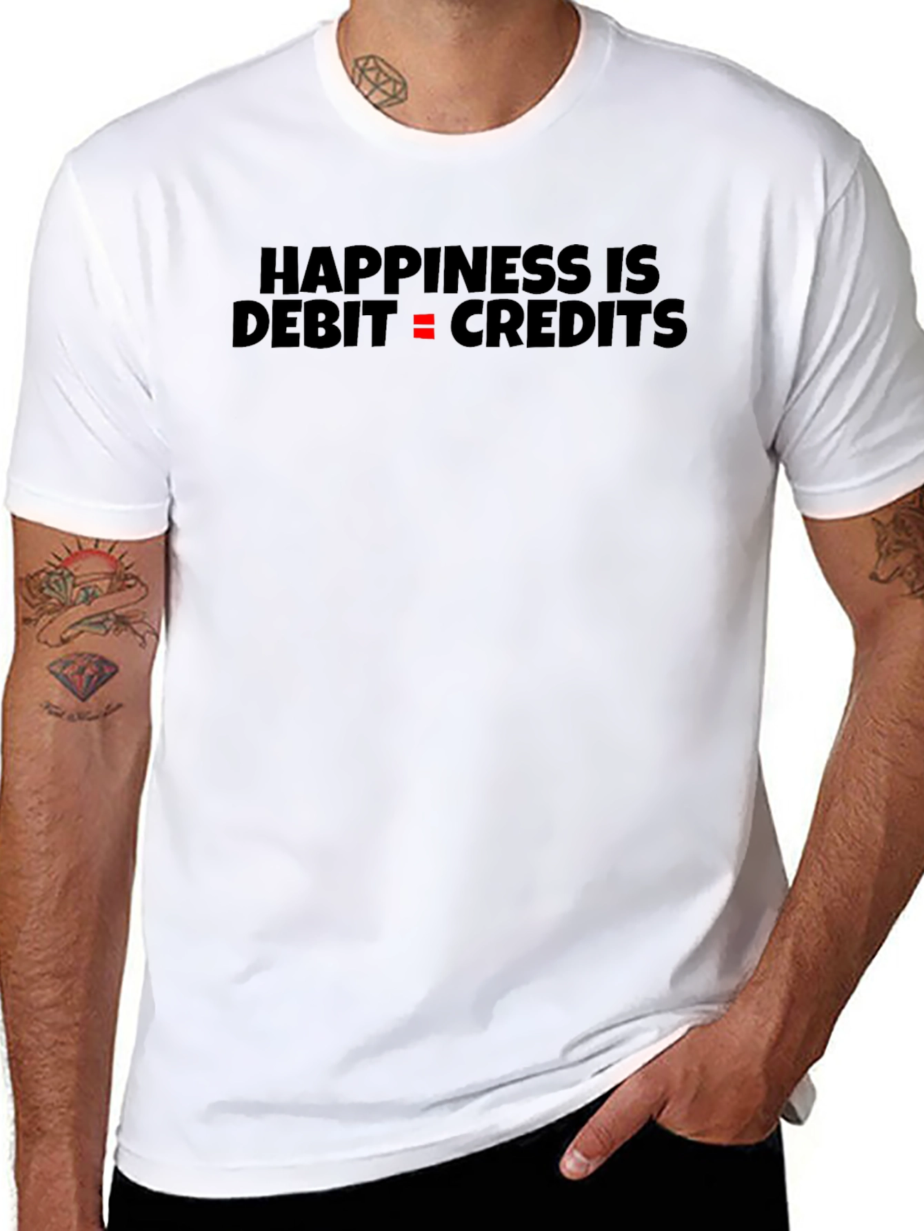 Black Happiness is Debit = Credits Black T-Shirt view 8