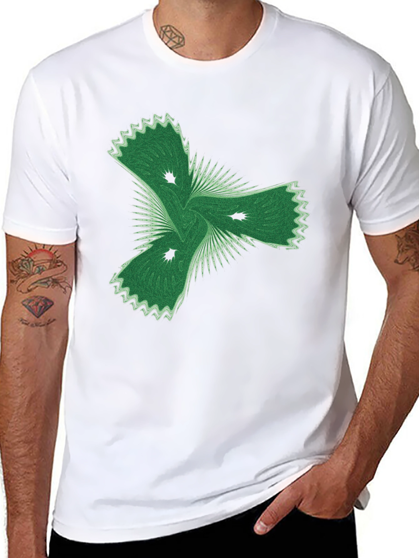 Black Abstract Green Graphic Black T-Shirt view 8