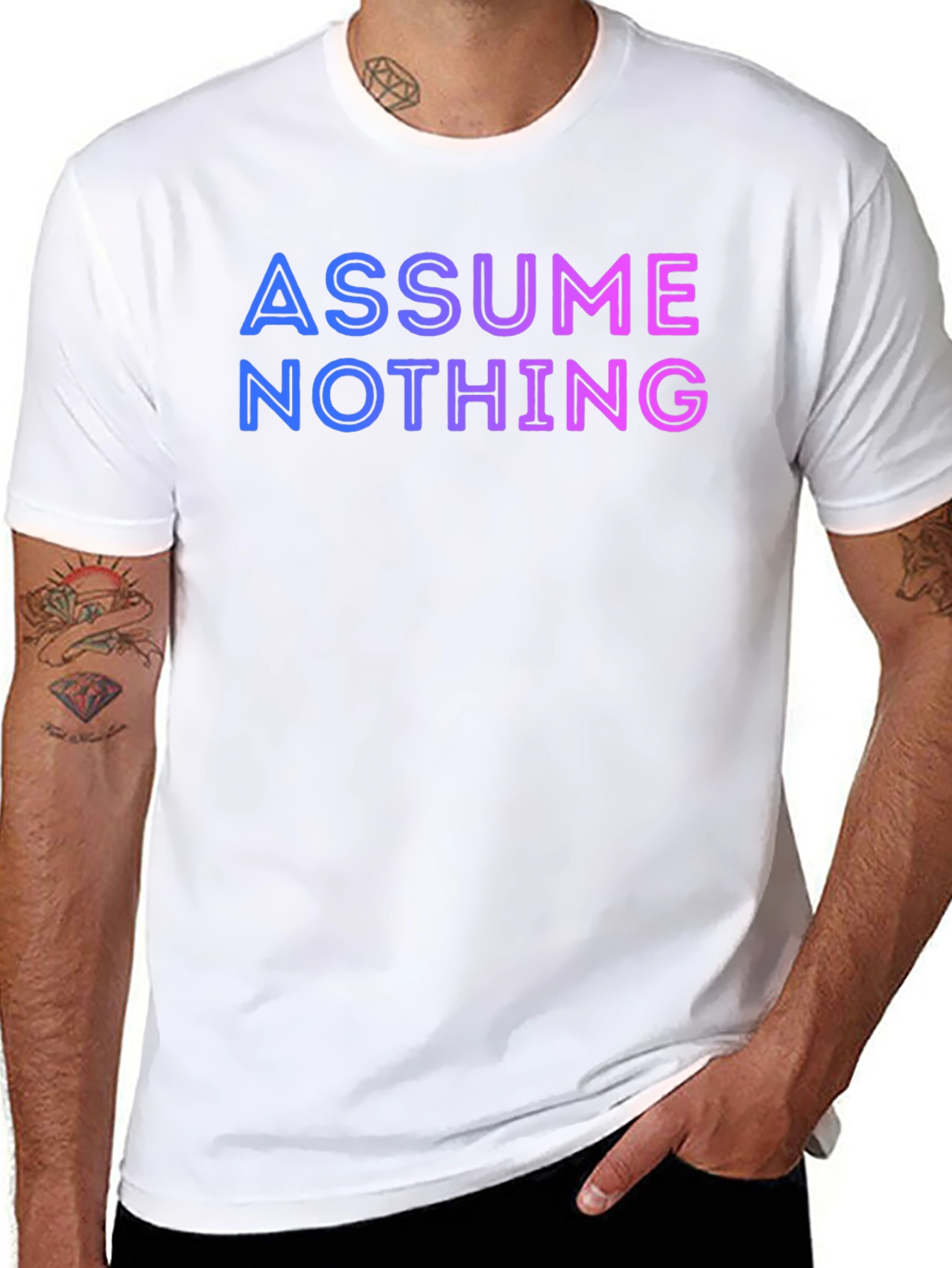 Black Assume Nothing T-Shirt - Gradient Lettering view 8