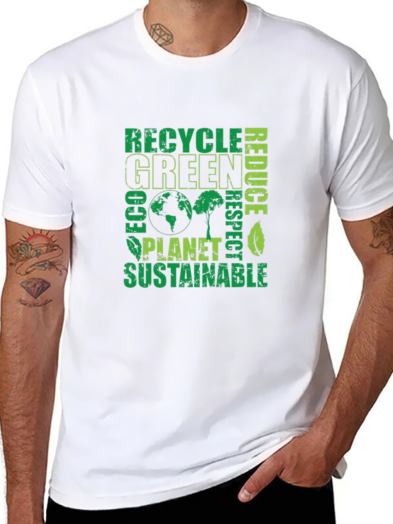 Black Eco-Friendly Green Planet T-Shirt view 8