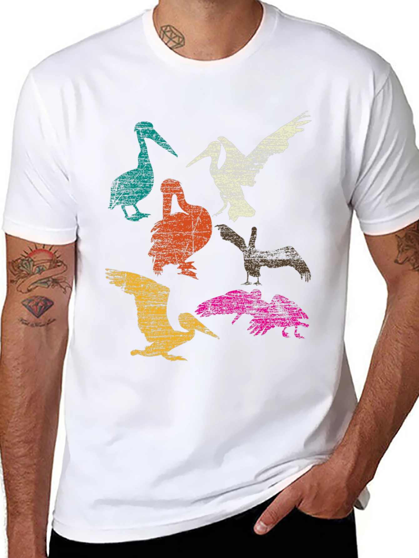 Black Retro Pelican Graphic T-Shirt - Unique Design view 8