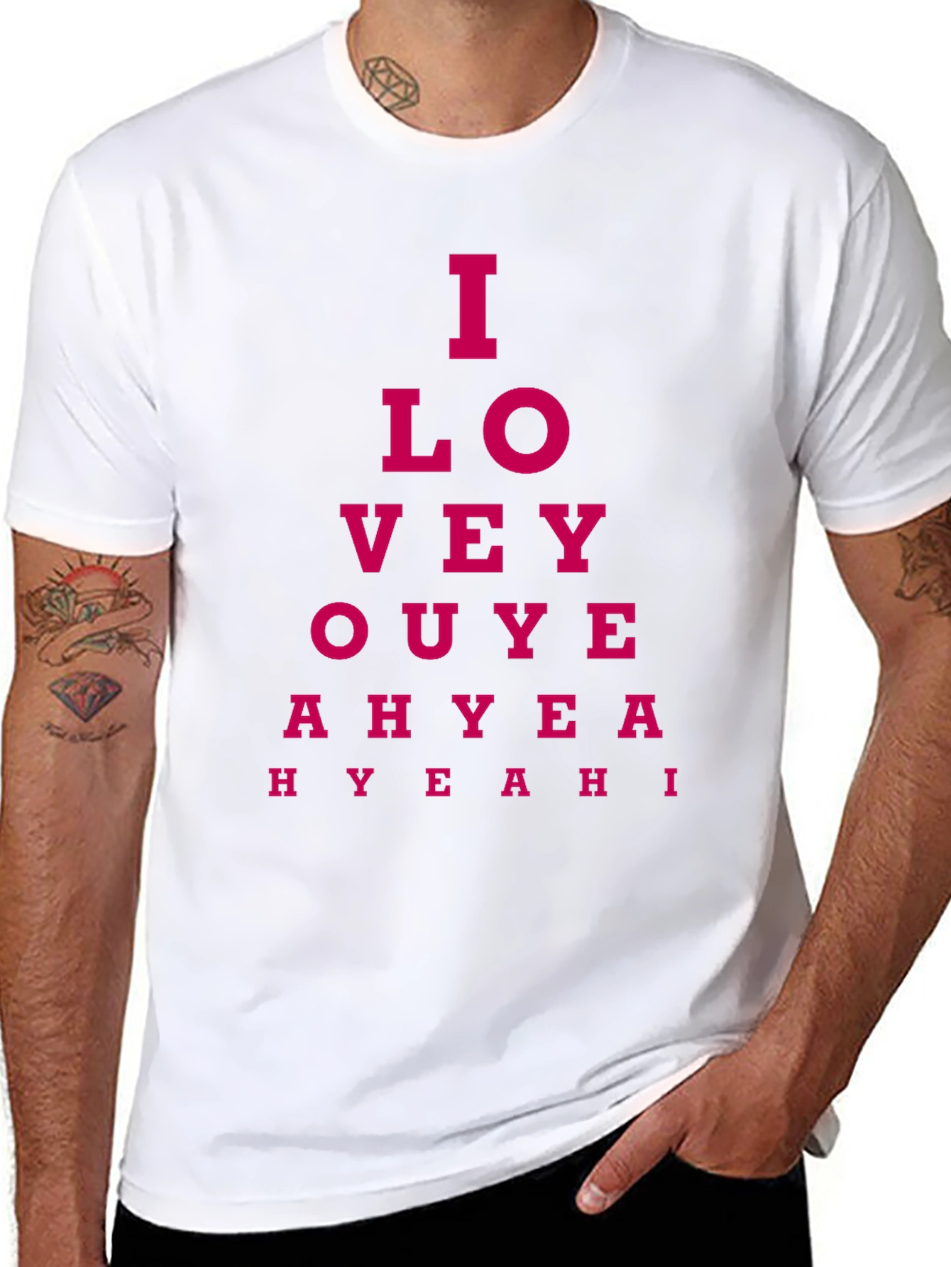 Black I Love You, Yeah! Eye Chart T-Shirt - Black view 8